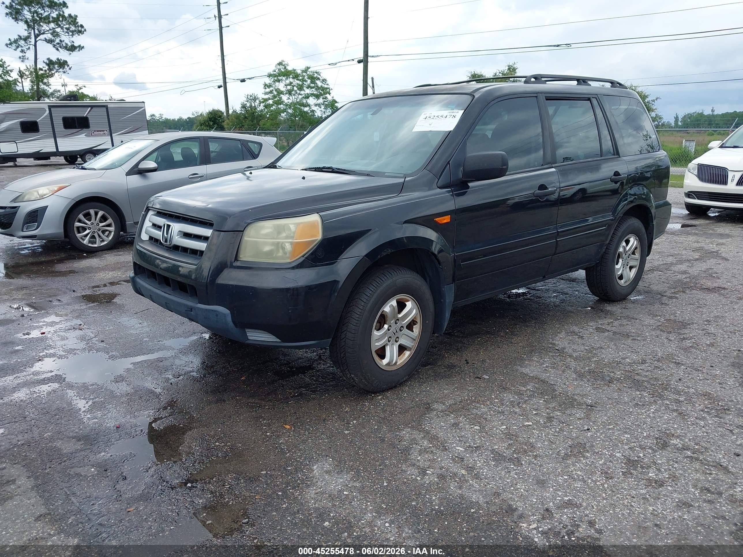 2007 Honda Pilot Lx Black vin: 5FNYF28197B003873