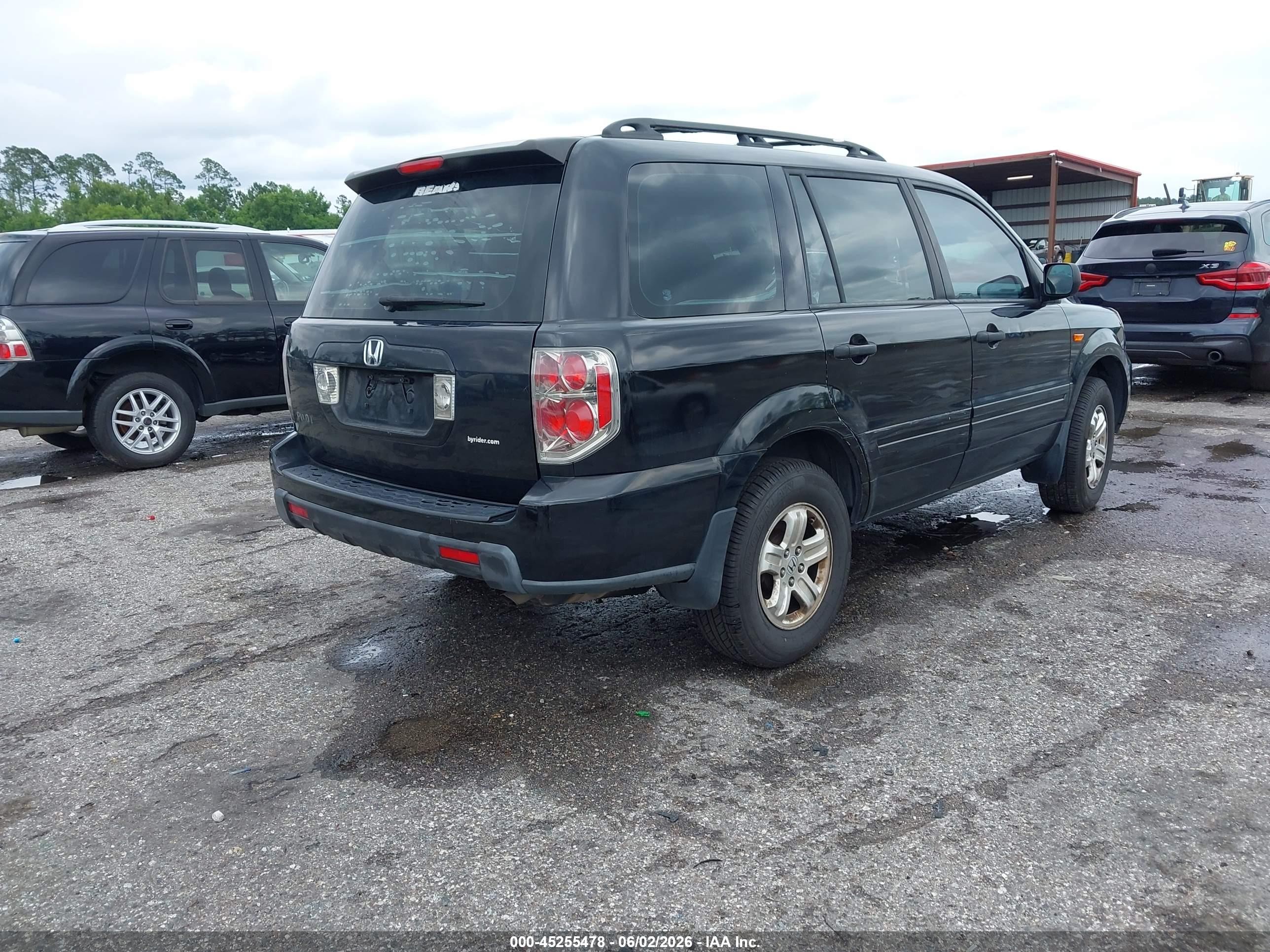 2007 Honda Pilot Lx Black vin: 5FNYF28197B003873