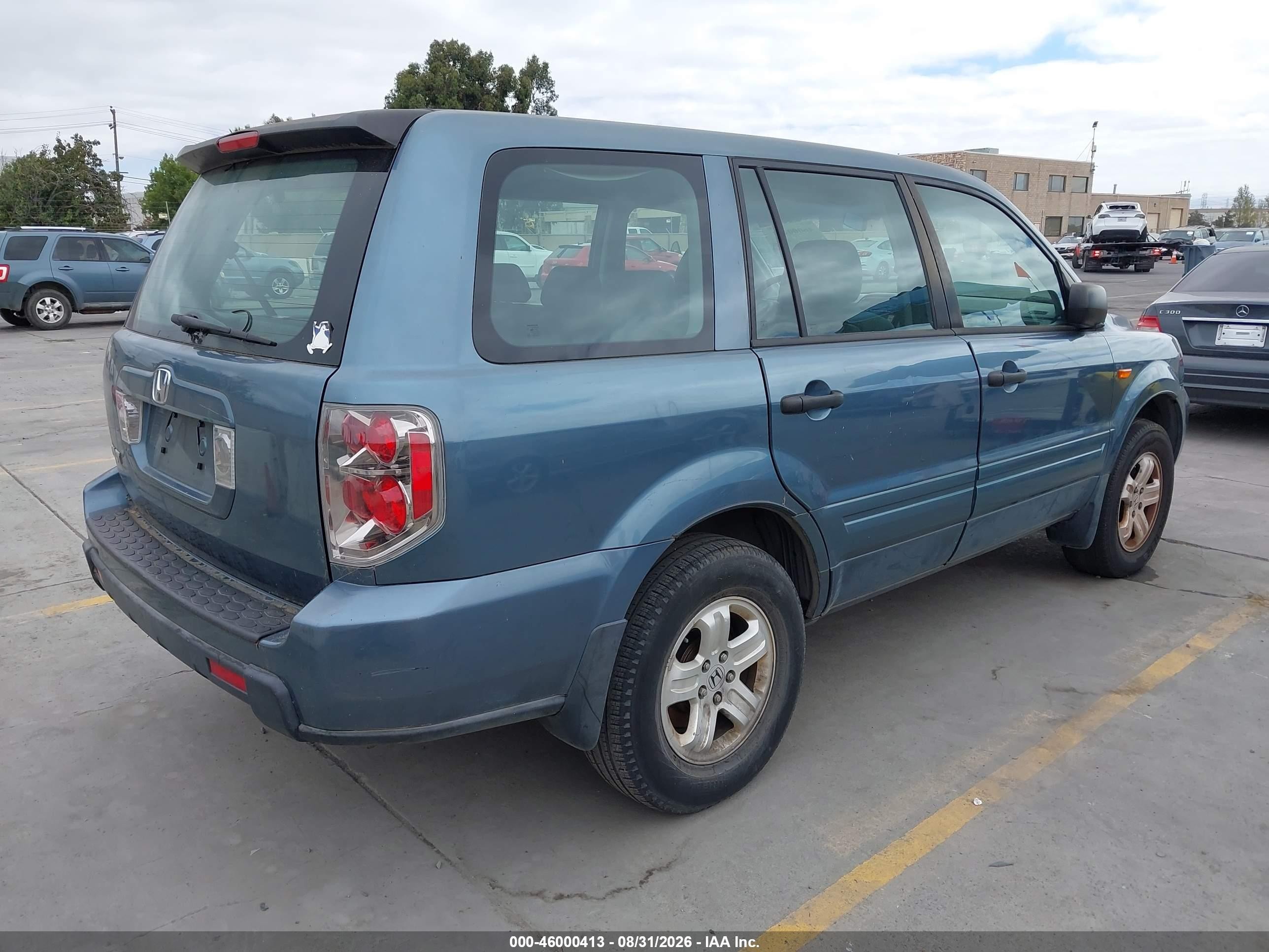 2006 Honda Pilot Lx Blue vin: 5FNYF281X6B052157