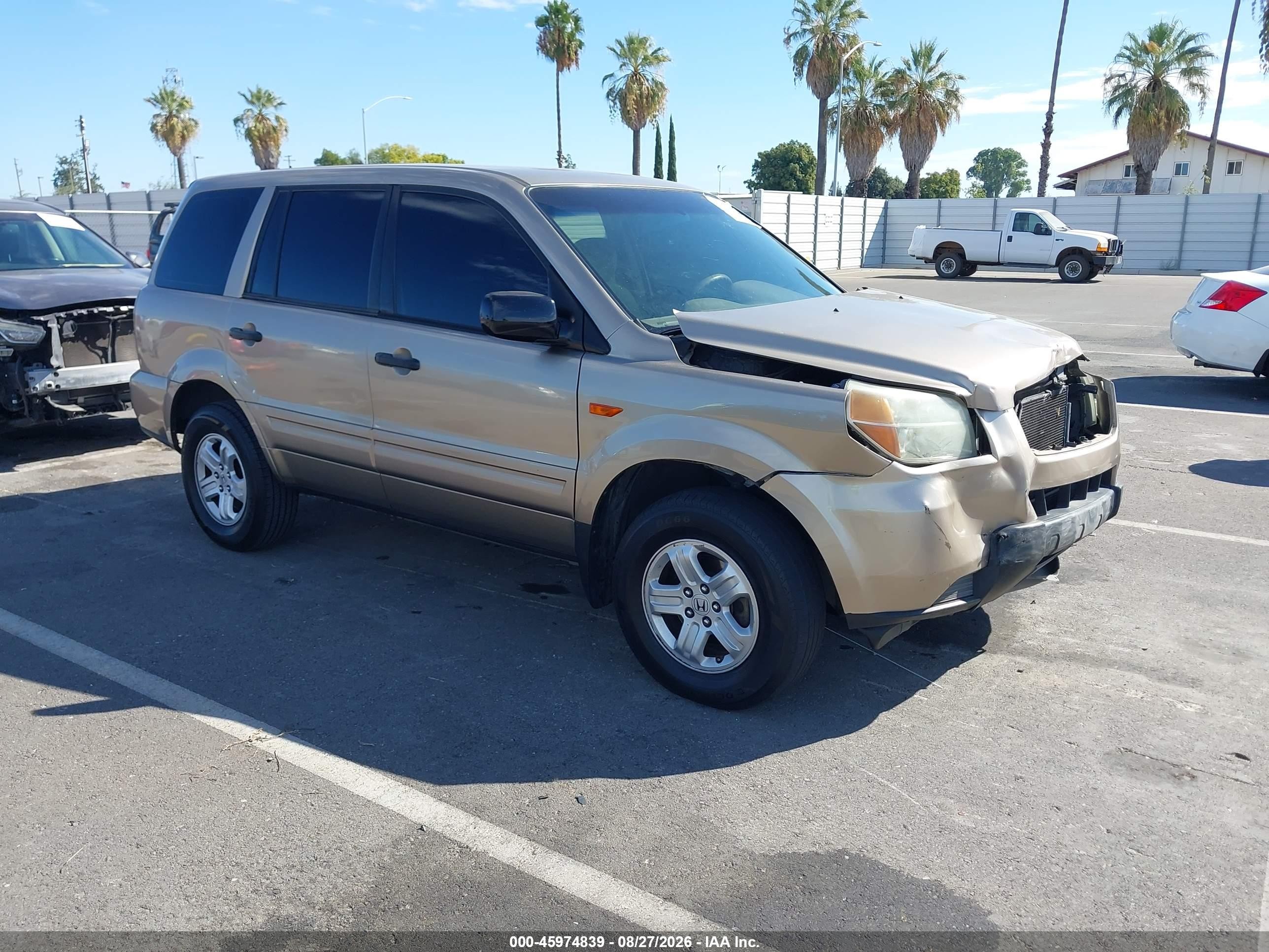 2007 Honda Pilot Lx Желто-коричневый vin: 5FNYF281X7B002151