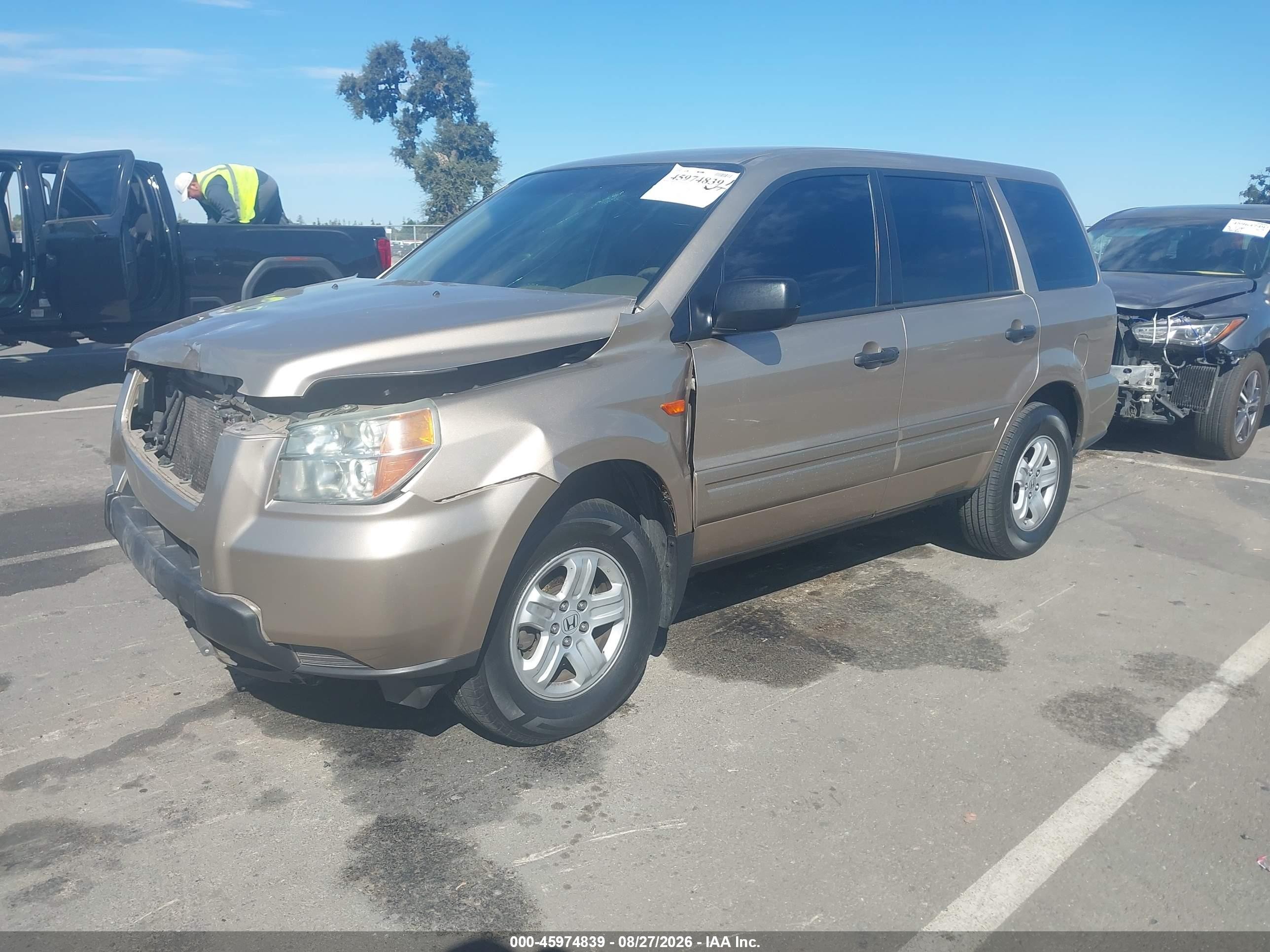 2007 Honda Pilot Lx Желто-коричневый vin: 5FNYF281X7B002151