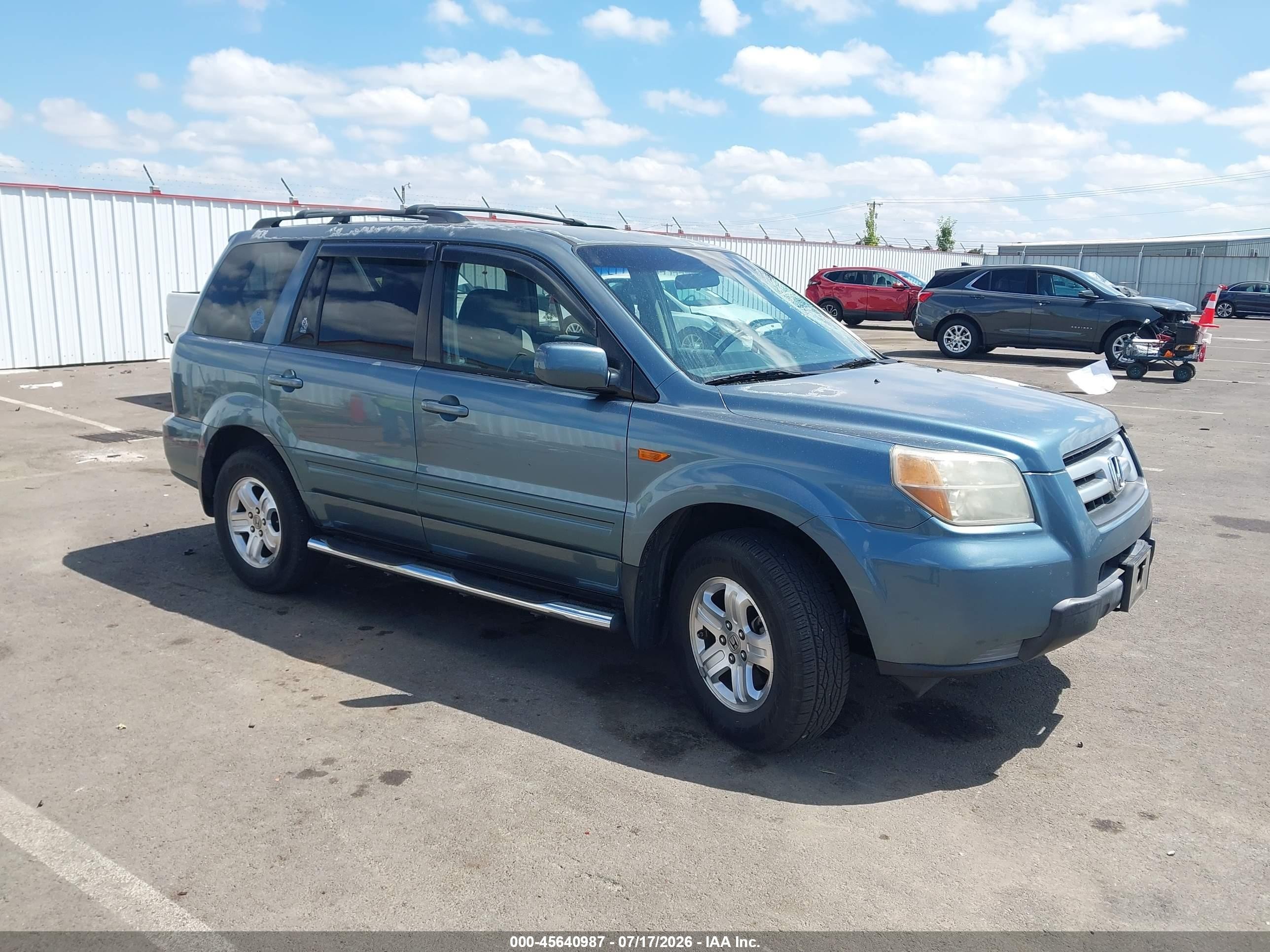 2008 Honda Pilot Vp Blue vin: 5FNYF28228B007757