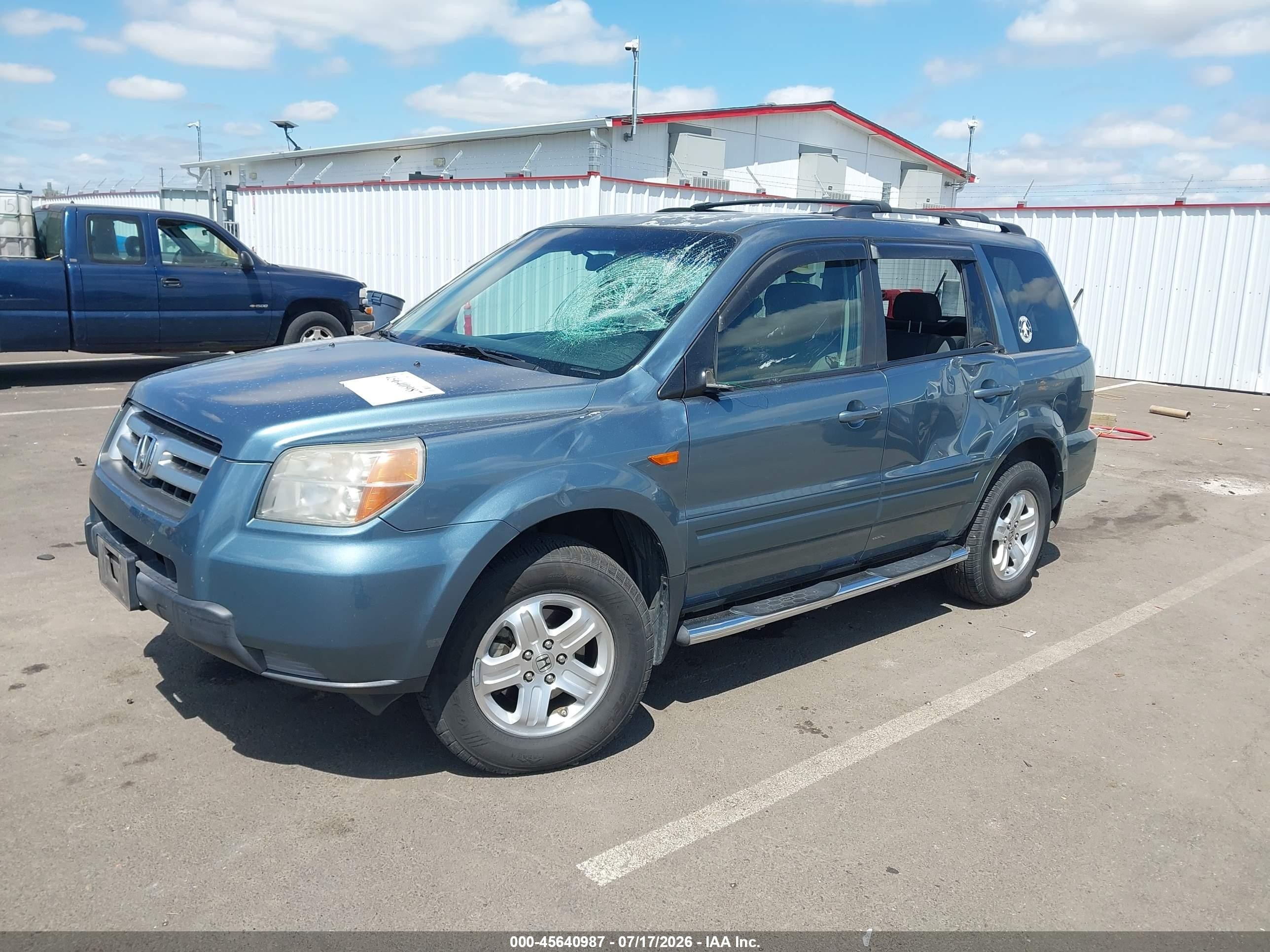 2008 Honda Pilot Vp Blue vin: 5FNYF28228B007757