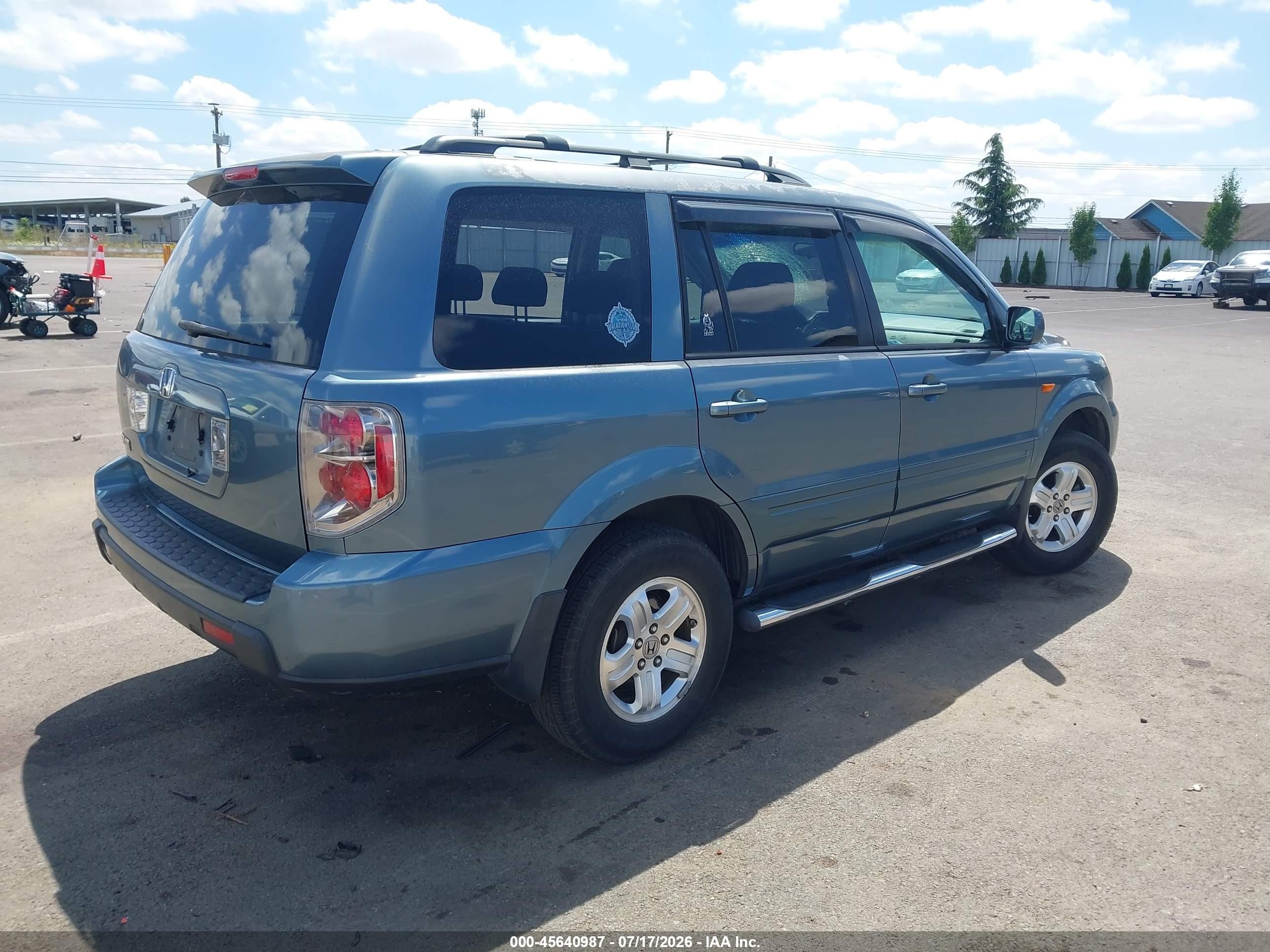 2008 Honda Pilot Vp Blue vin: 5FNYF28228B007757