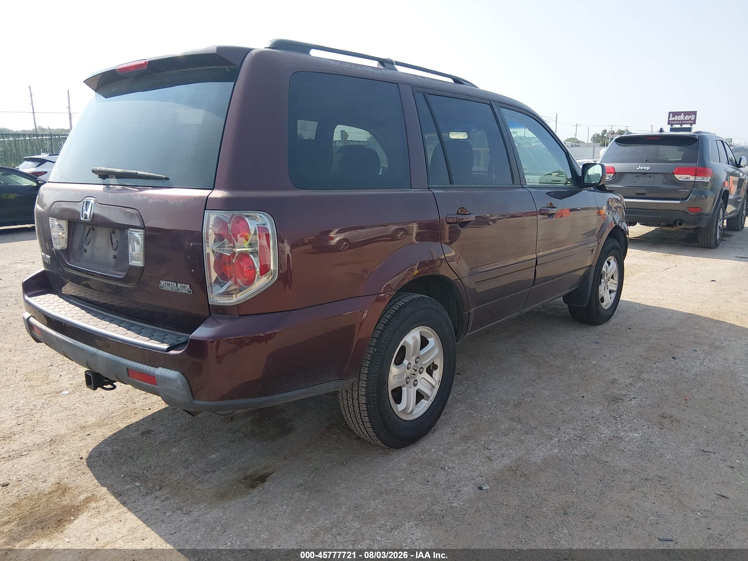 2008 Honda Pilot Vp Burgundy vin: 5FNYF28298B022725