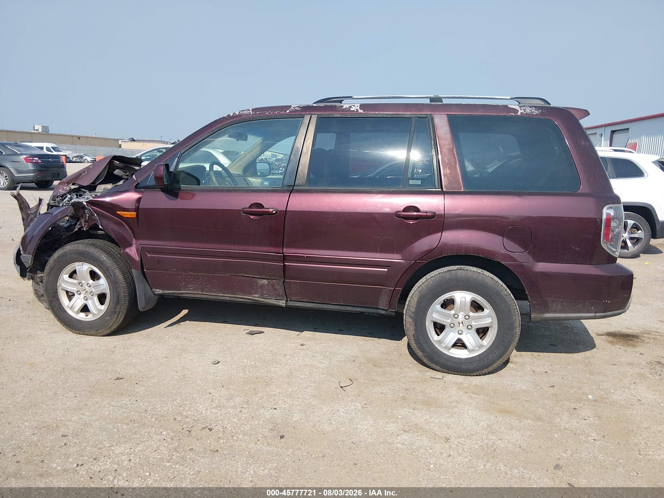 2008 Honda Pilot Vp Burgundy vin: 5FNYF28298B022725