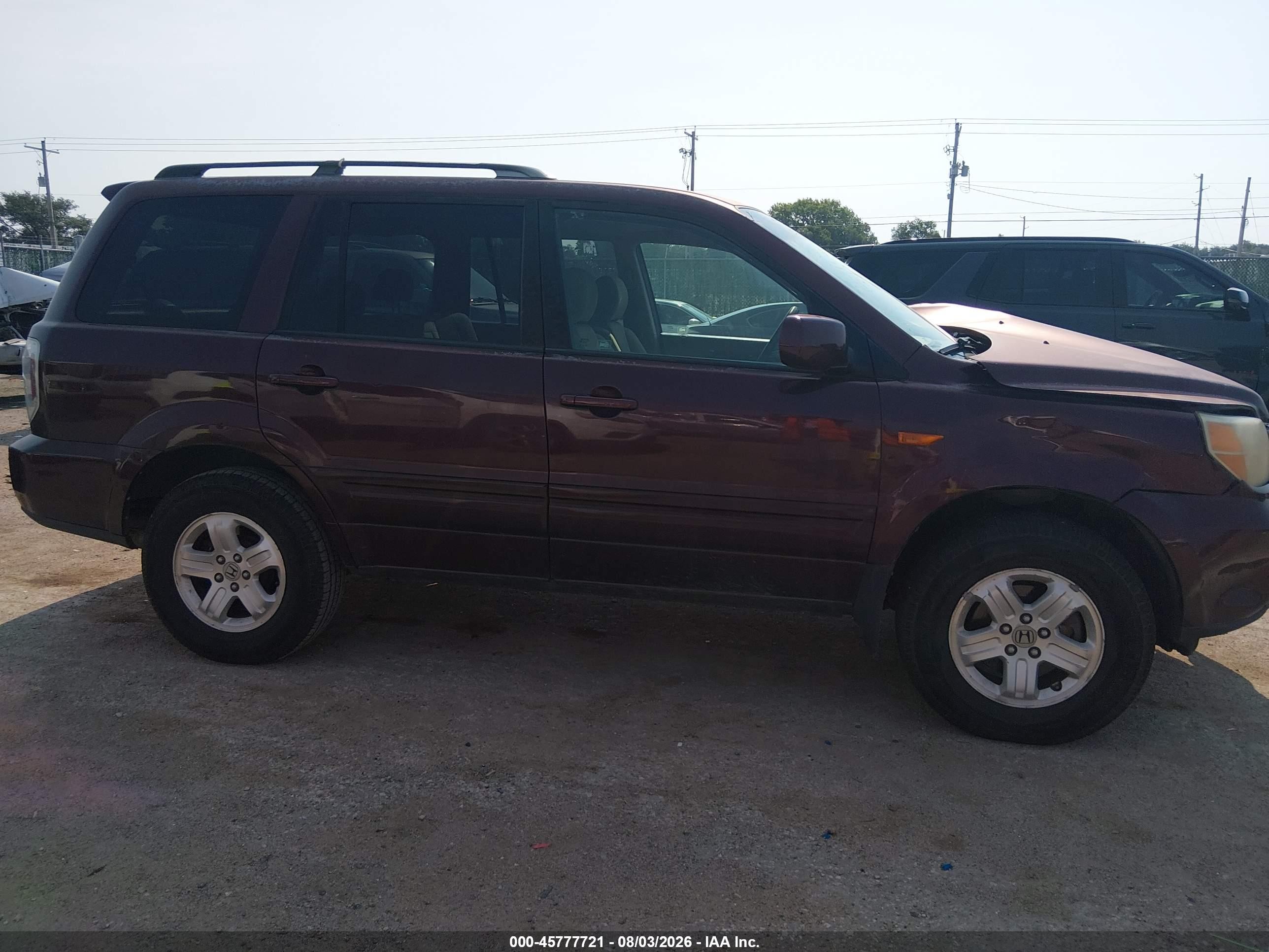 2008 Honda Pilot Vp Burgundy vin: 5FNYF28298B022725