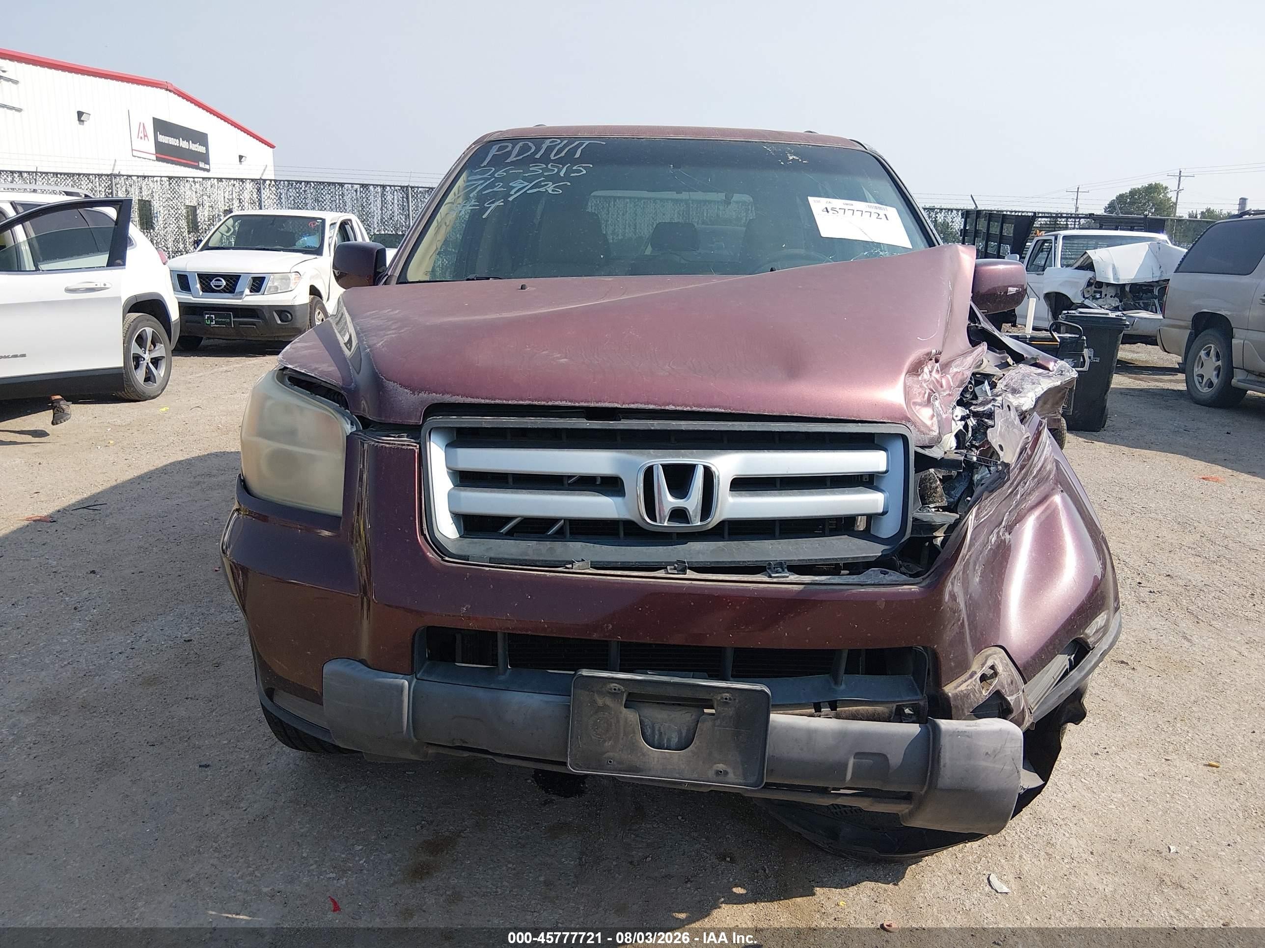 2008 Honda Pilot Vp Burgundy vin: 5FNYF28298B022725