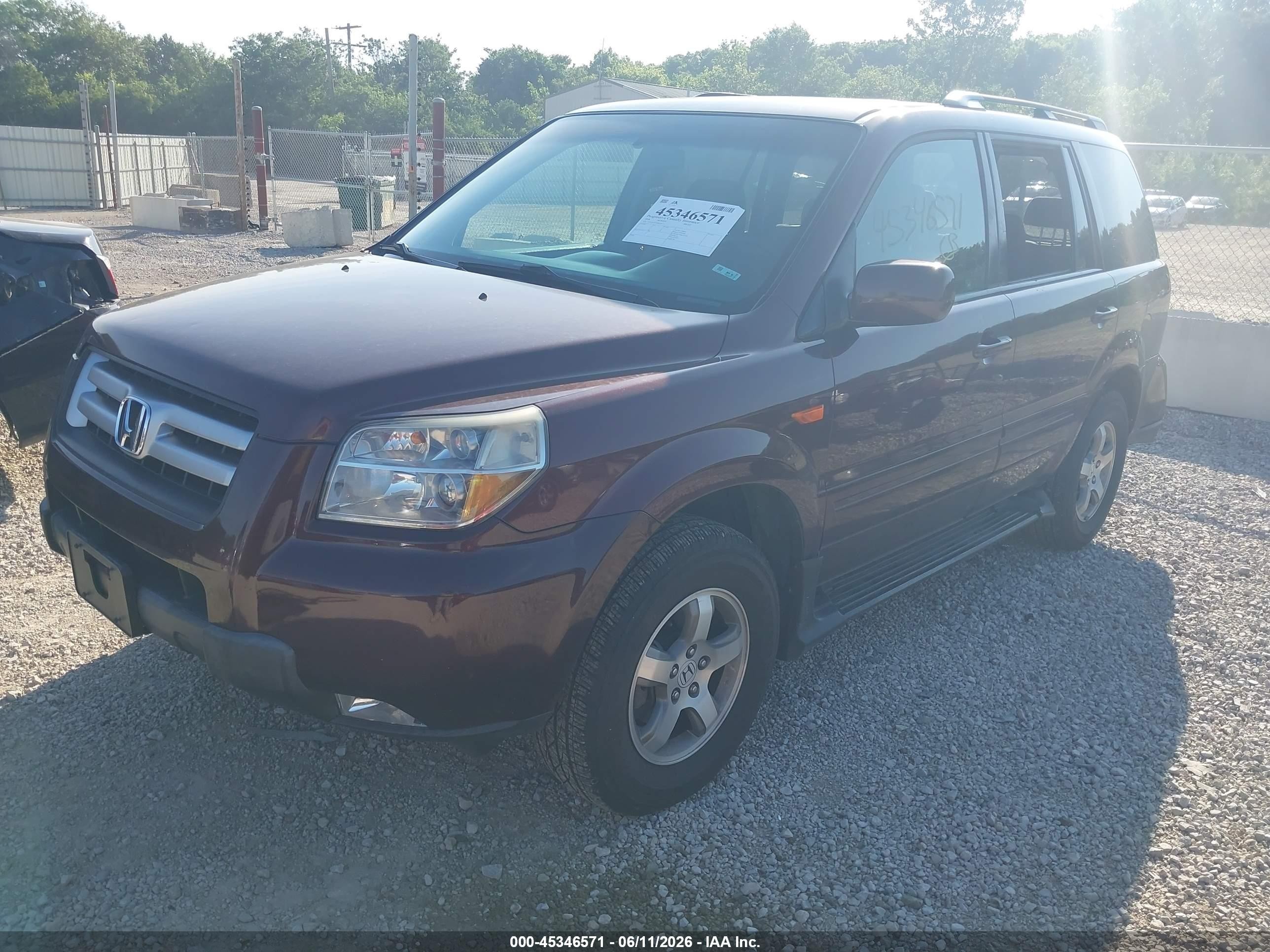 2008 Honda Pilot Se Purple vin: 5FNYF28348B030272