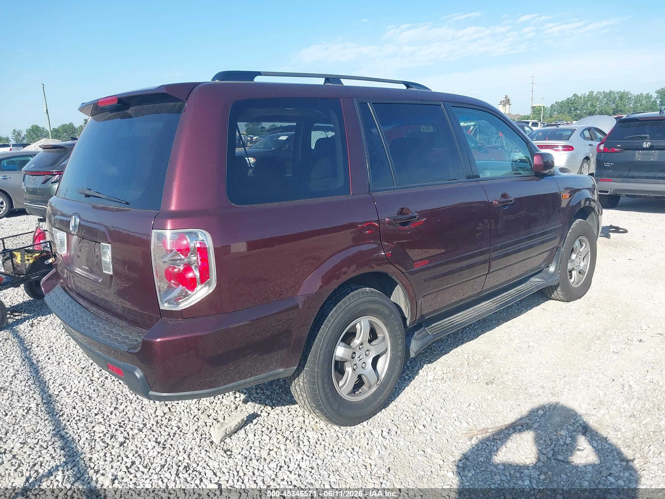 2008 Honda Pilot Se Purple vin: 5FNYF28348B030272