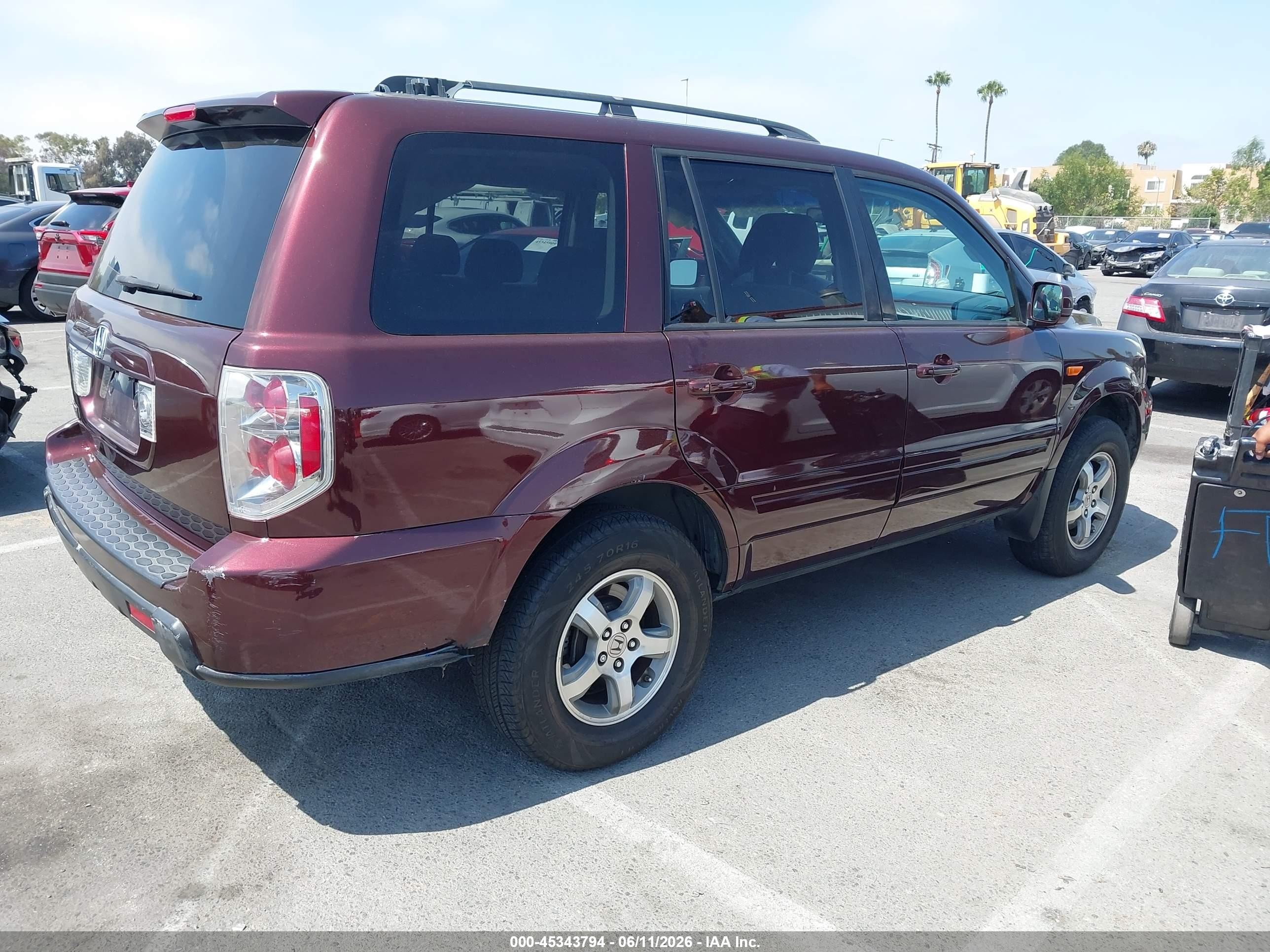 2008 Honda Pilot Se Бордовый vin: 5FNYF28388B023115
