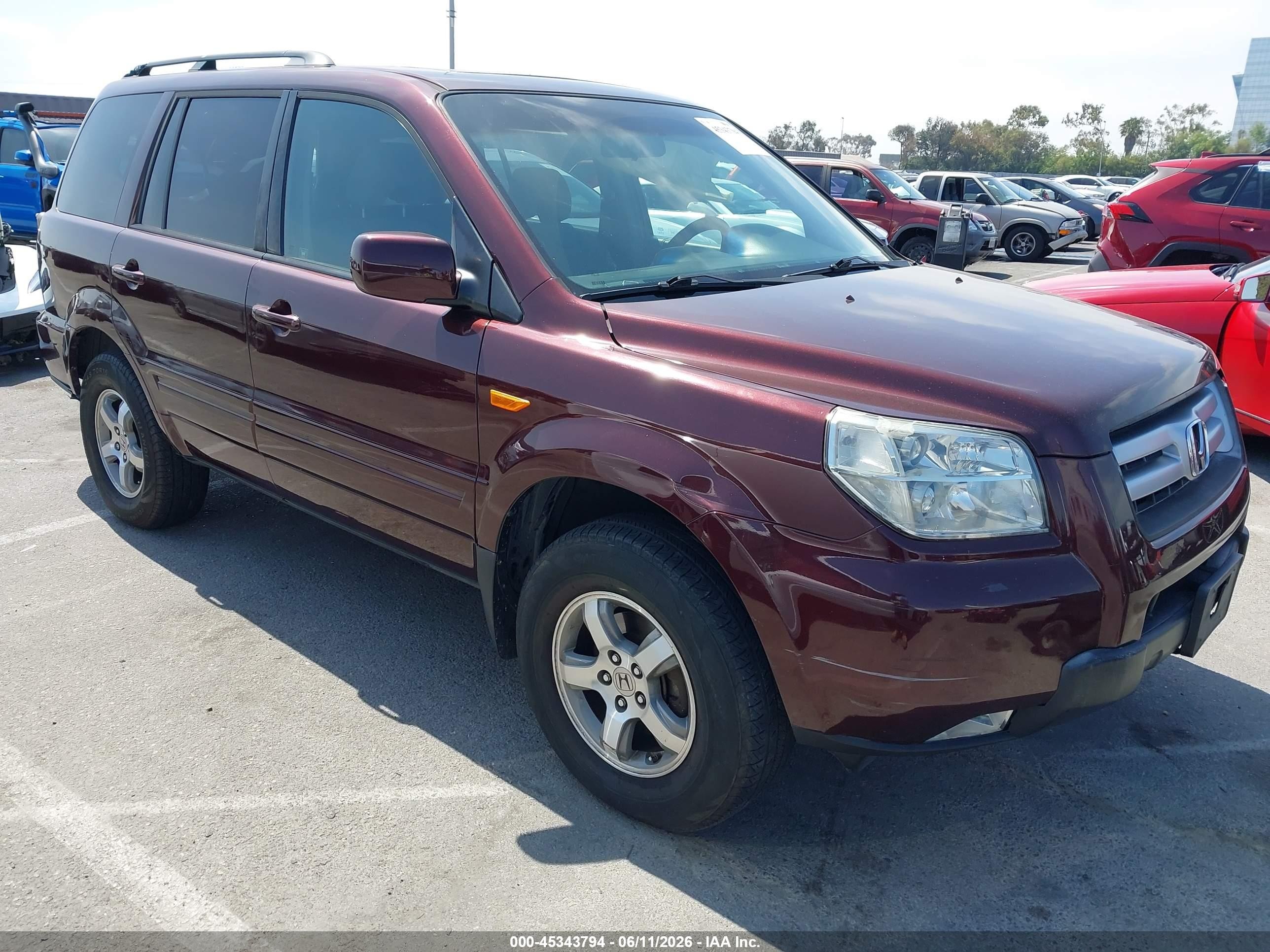 2008 Honda Pilot Se Бордовый vin: 5FNYF28388B023115
