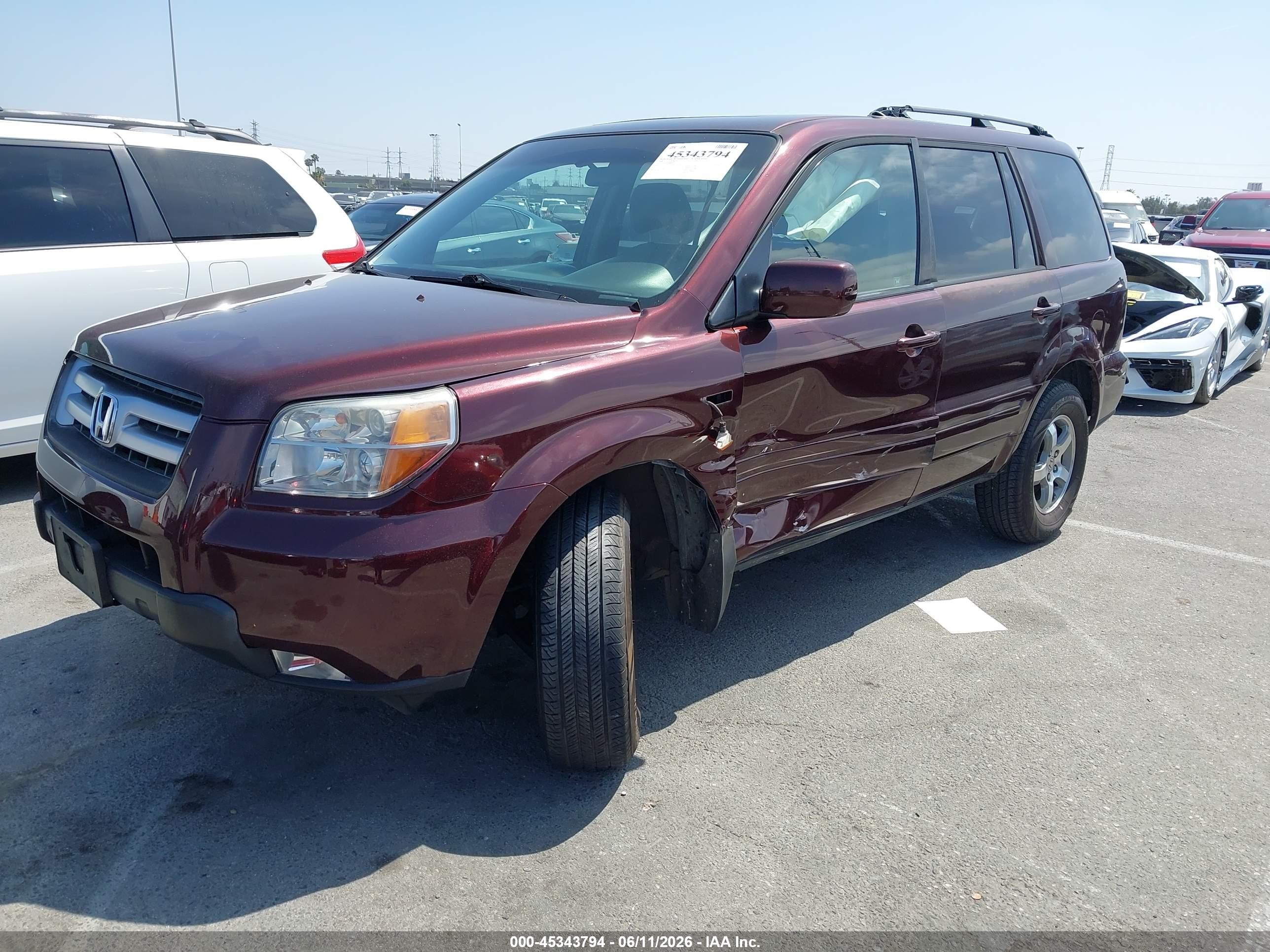 2008 Honda Pilot Se Бордовый vin: 5FNYF28388B023115