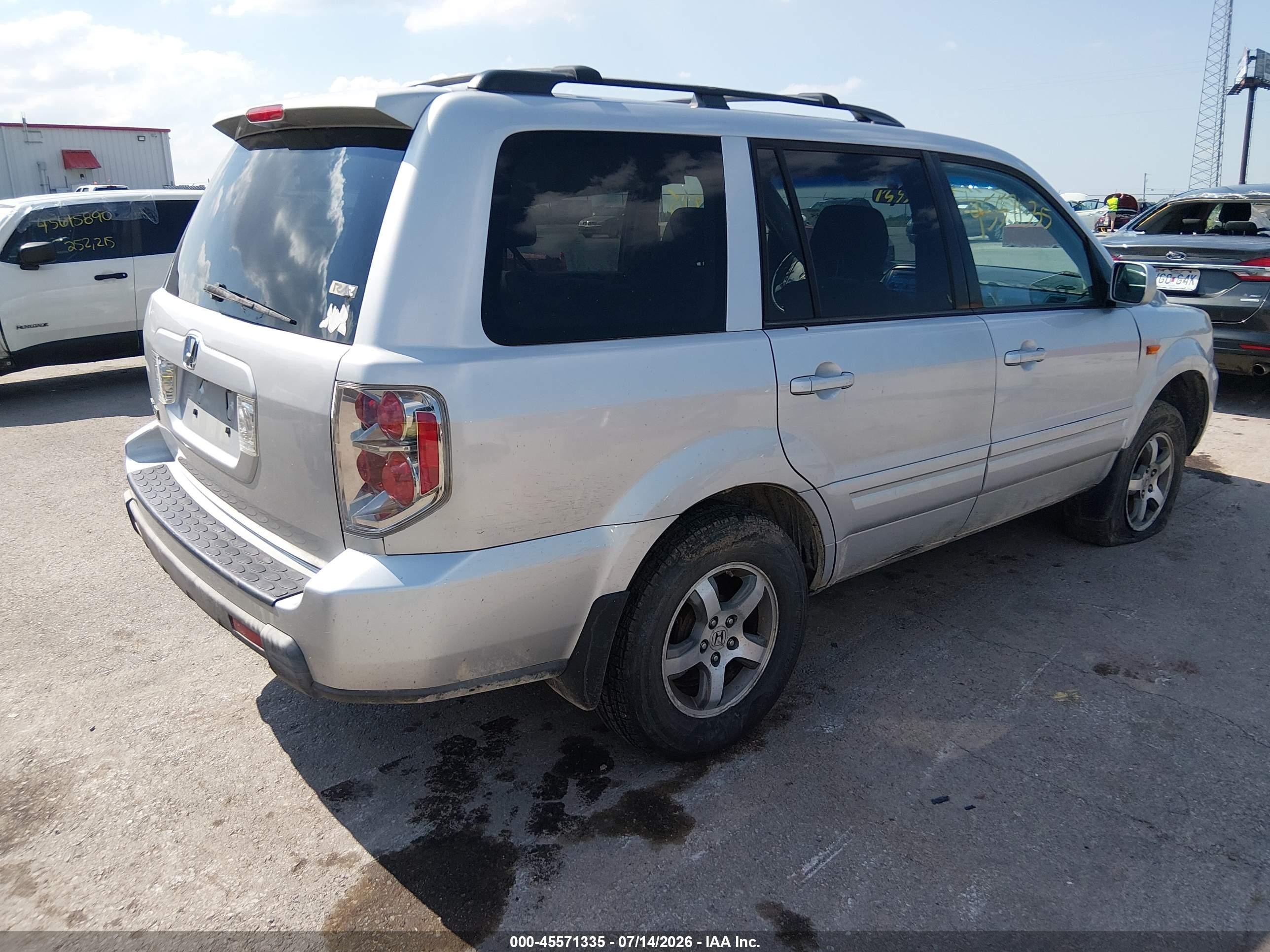 2008 Honda Pilot Se Silver vin: 5FNYF28398B027352