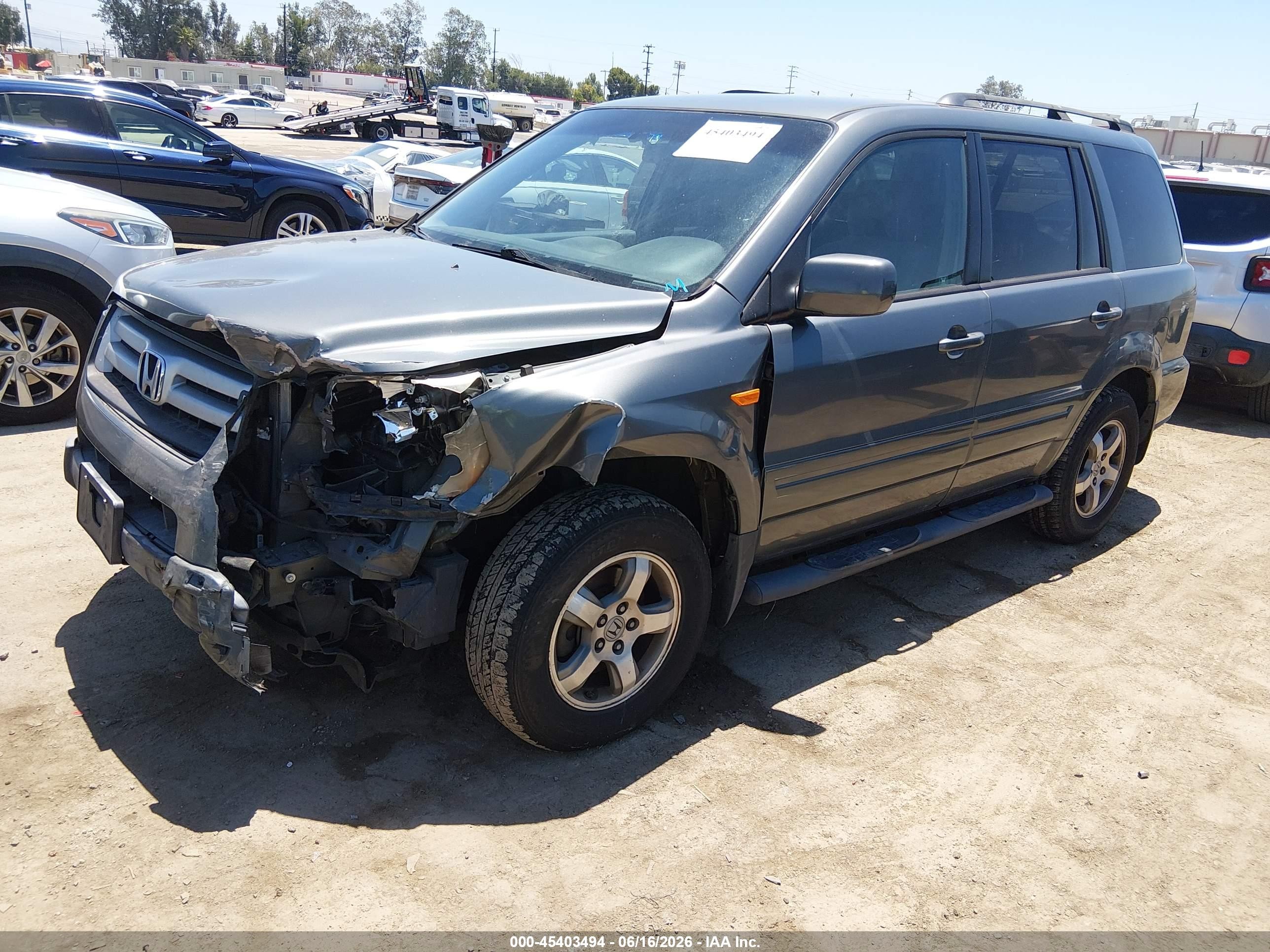 2008 Honda Pilot Ex Gray vin: 5FNYF28408B012912