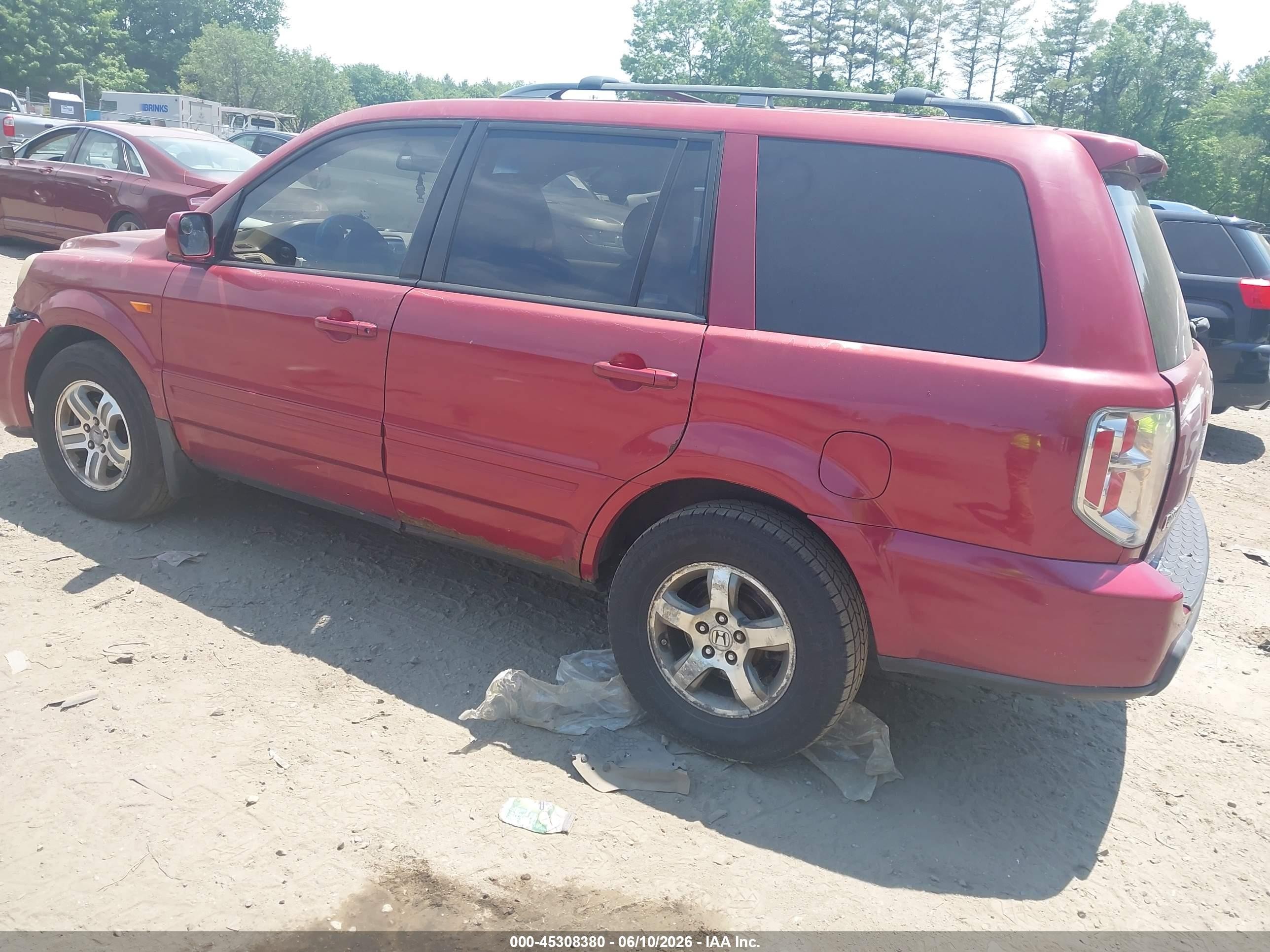 2006 Honda Pilot Ex Burgundy vin: 5FNYF28416B003410