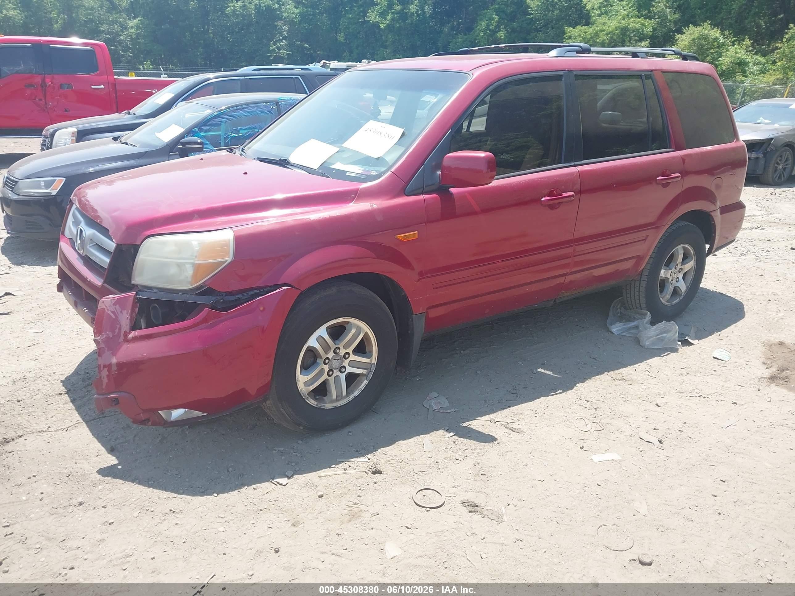 2006 Honda Pilot Ex Burgundy vin: 5FNYF28416B003410
