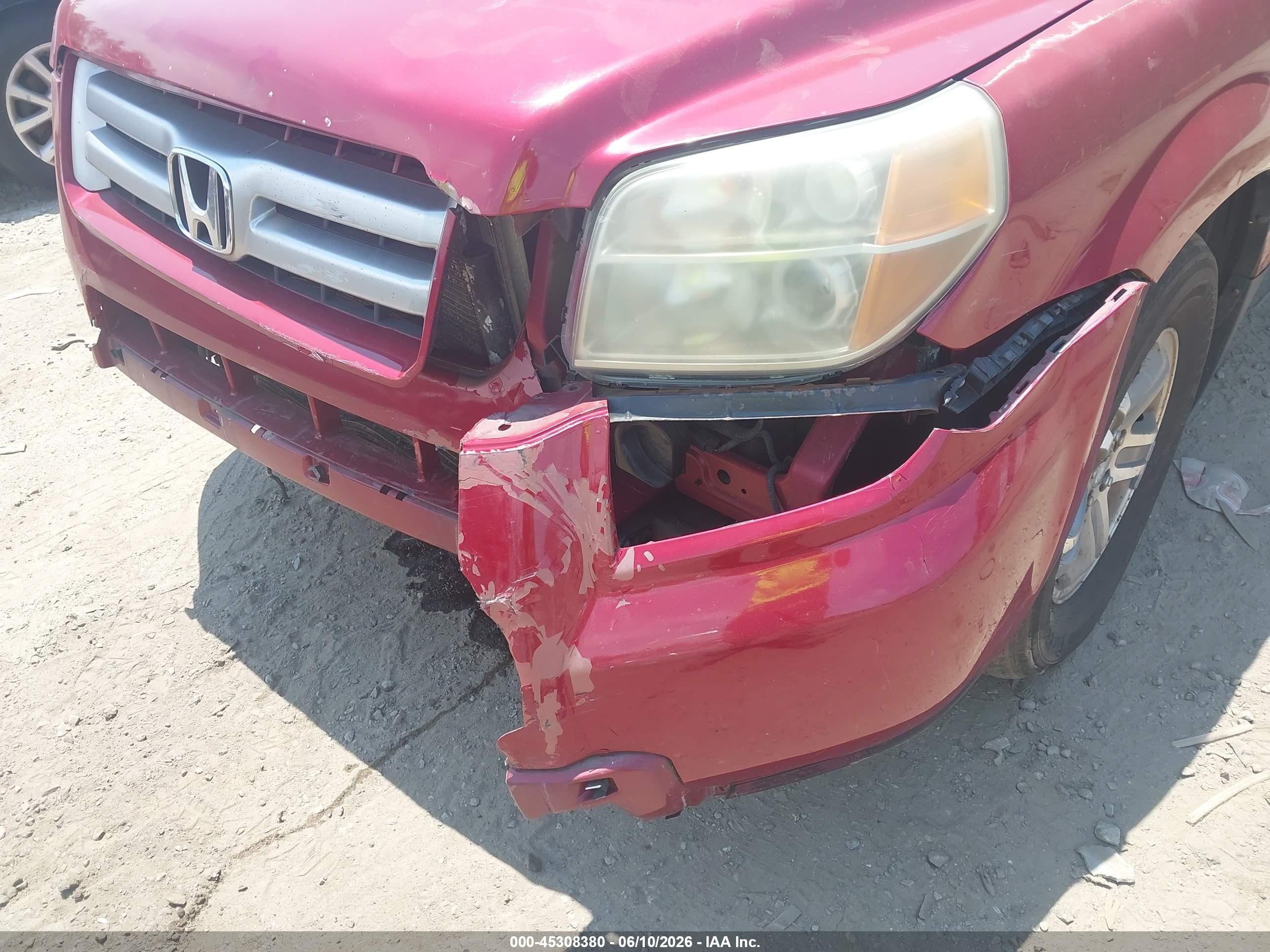 2006 Honda Pilot Ex Burgundy vin: 5FNYF28416B003410
