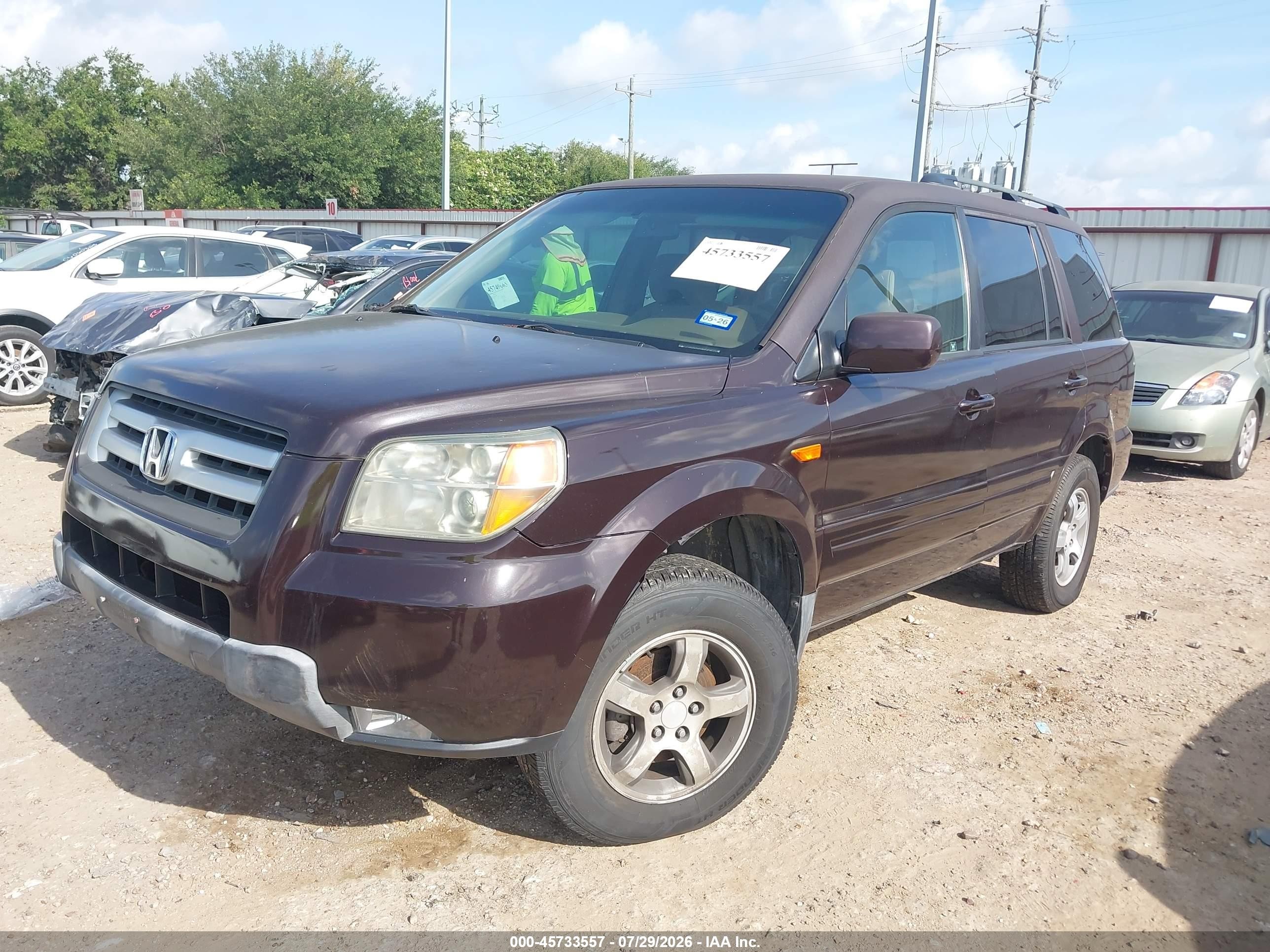 2007 Honda Pilot Ex Purple vin: 5FNYF28417B001013