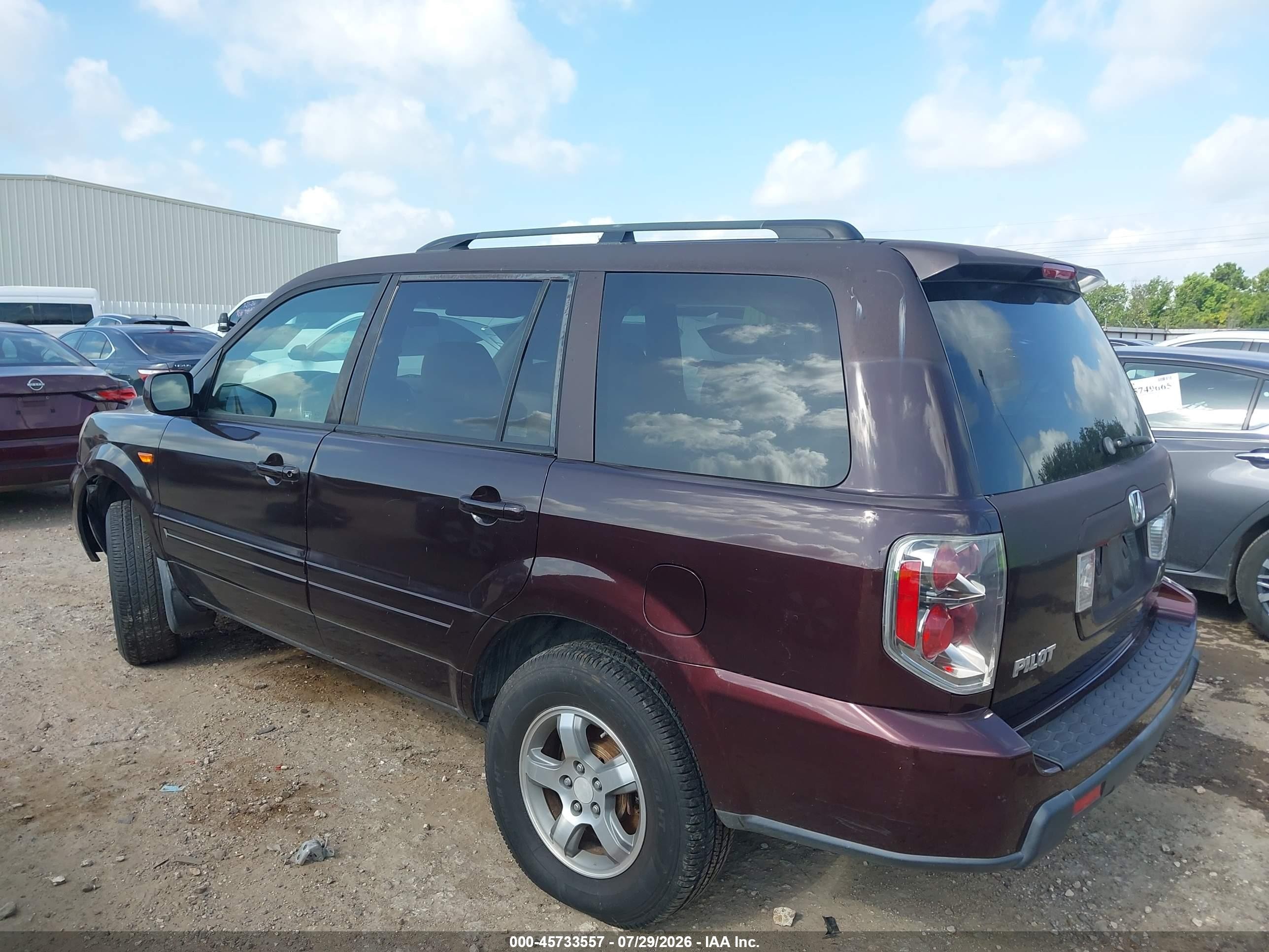 2007 Honda Pilot Ex Purple vin: 5FNYF28417B001013