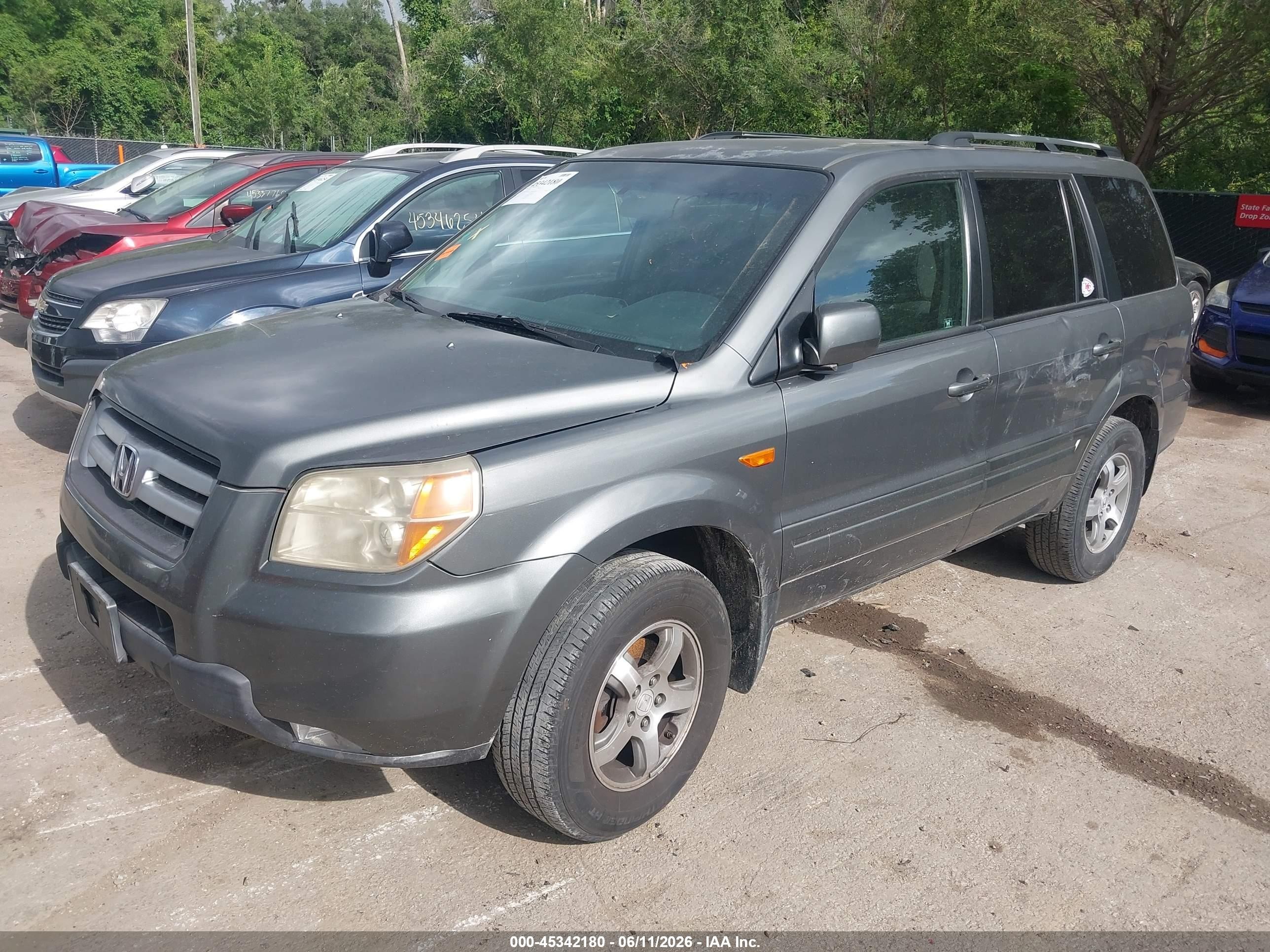 2007 Honda Pilot Ex Gray vin: 5FNYF28427B010397