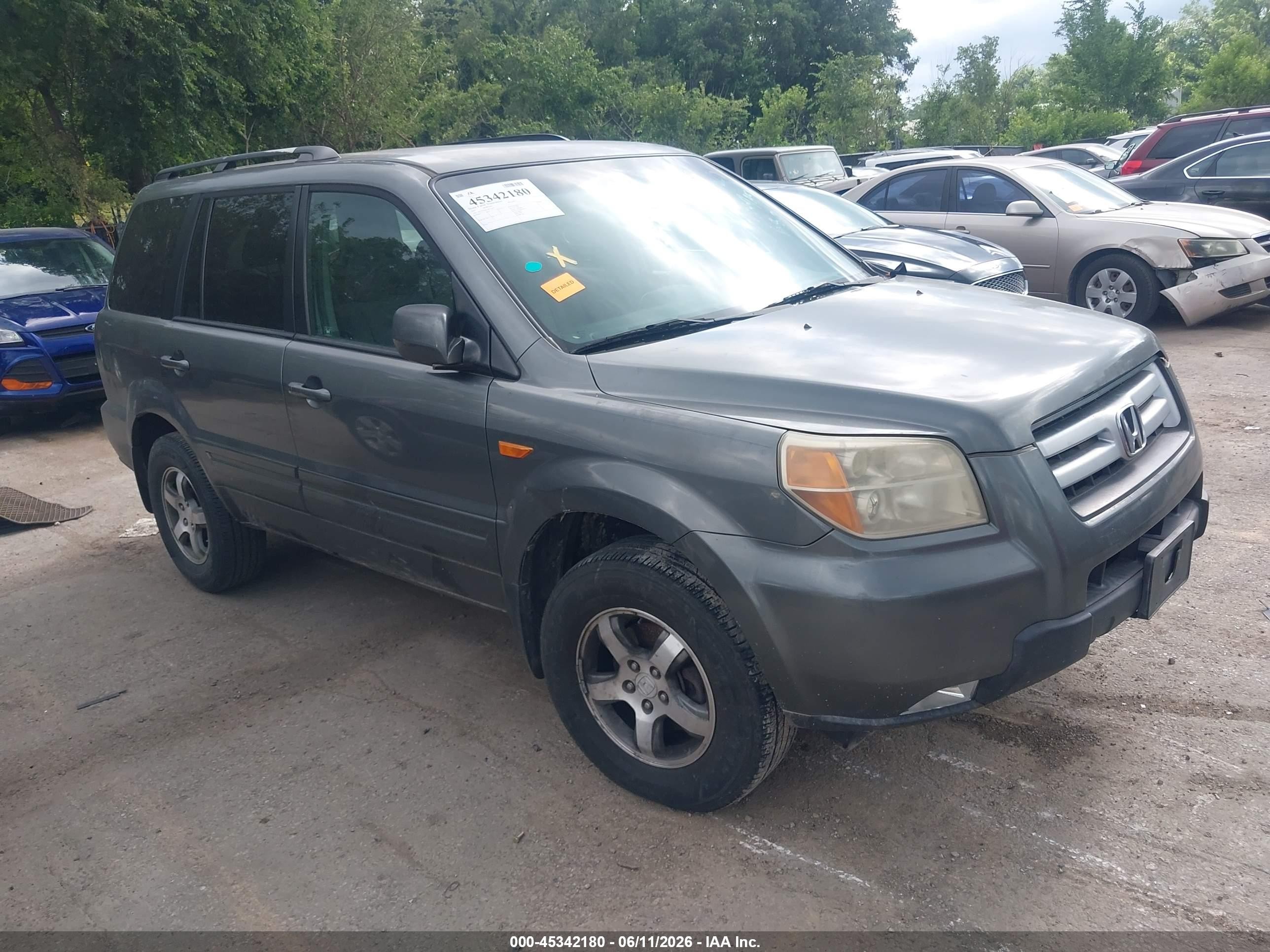 2007 Honda Pilot Ex Gray vin: 5FNYF28427B010397