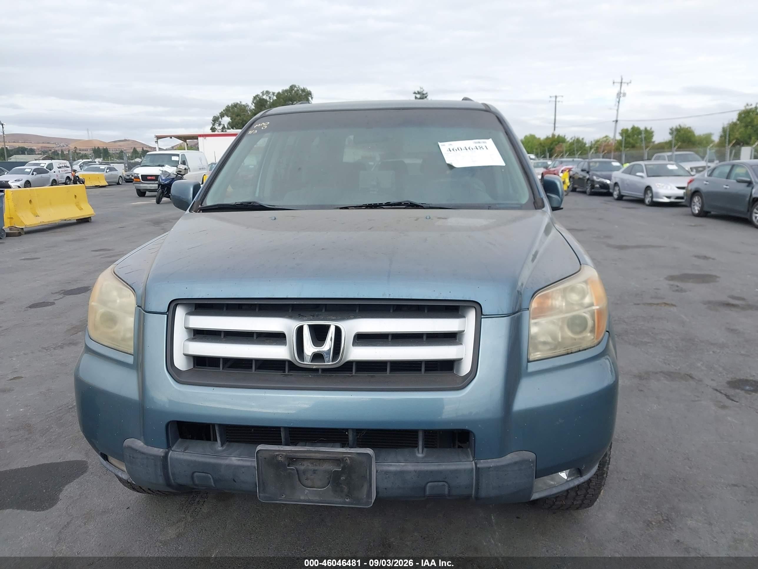 2007 Honda Pilot Ex Blue vin: 5FNYF28447B026956