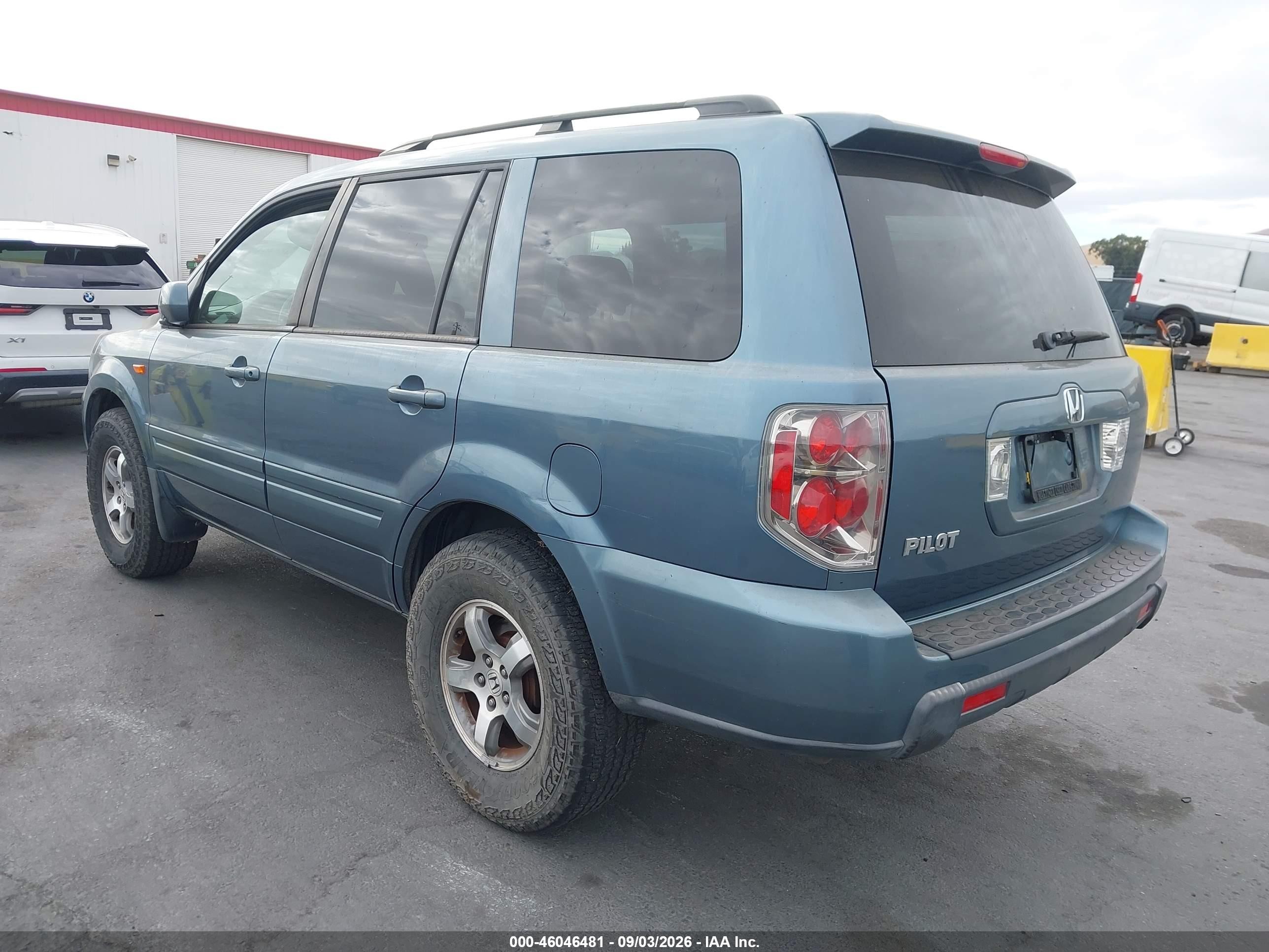 2007 Honda Pilot Ex Blue vin: 5FNYF28447B026956