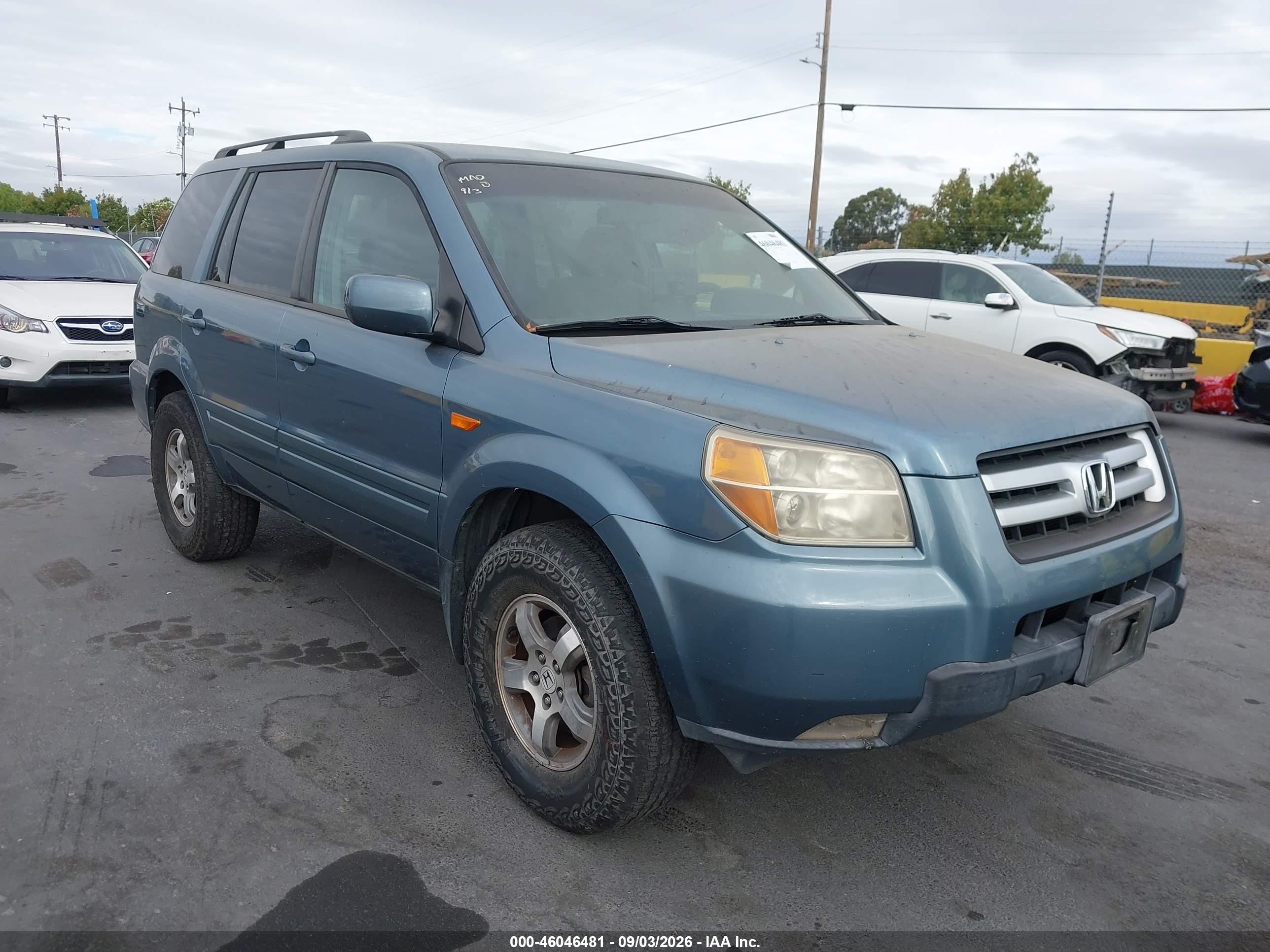 2007 Honda Pilot Ex Blue vin: 5FNYF28447B026956