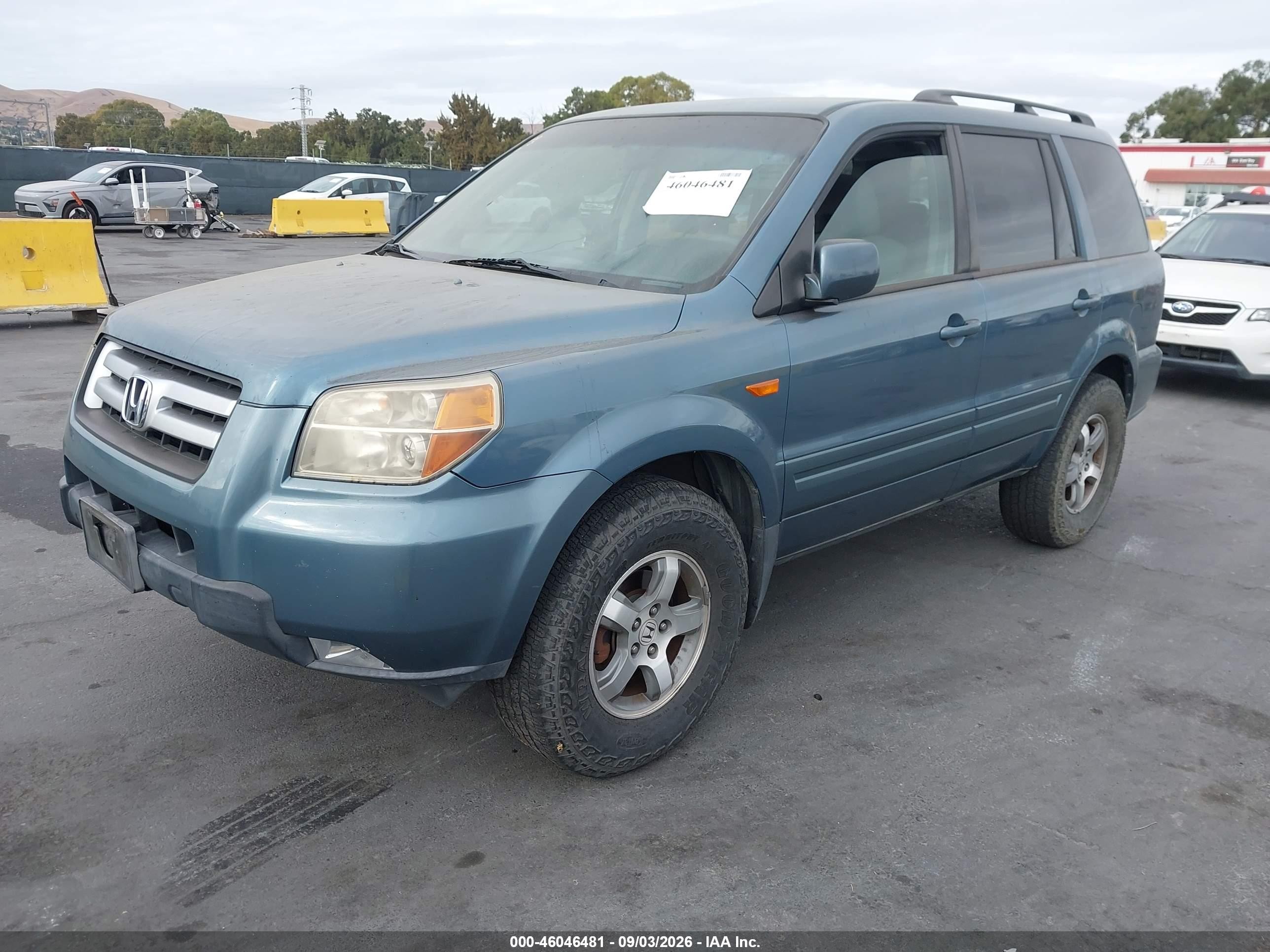 2007 Honda Pilot Ex Blue vin: 5FNYF28447B026956