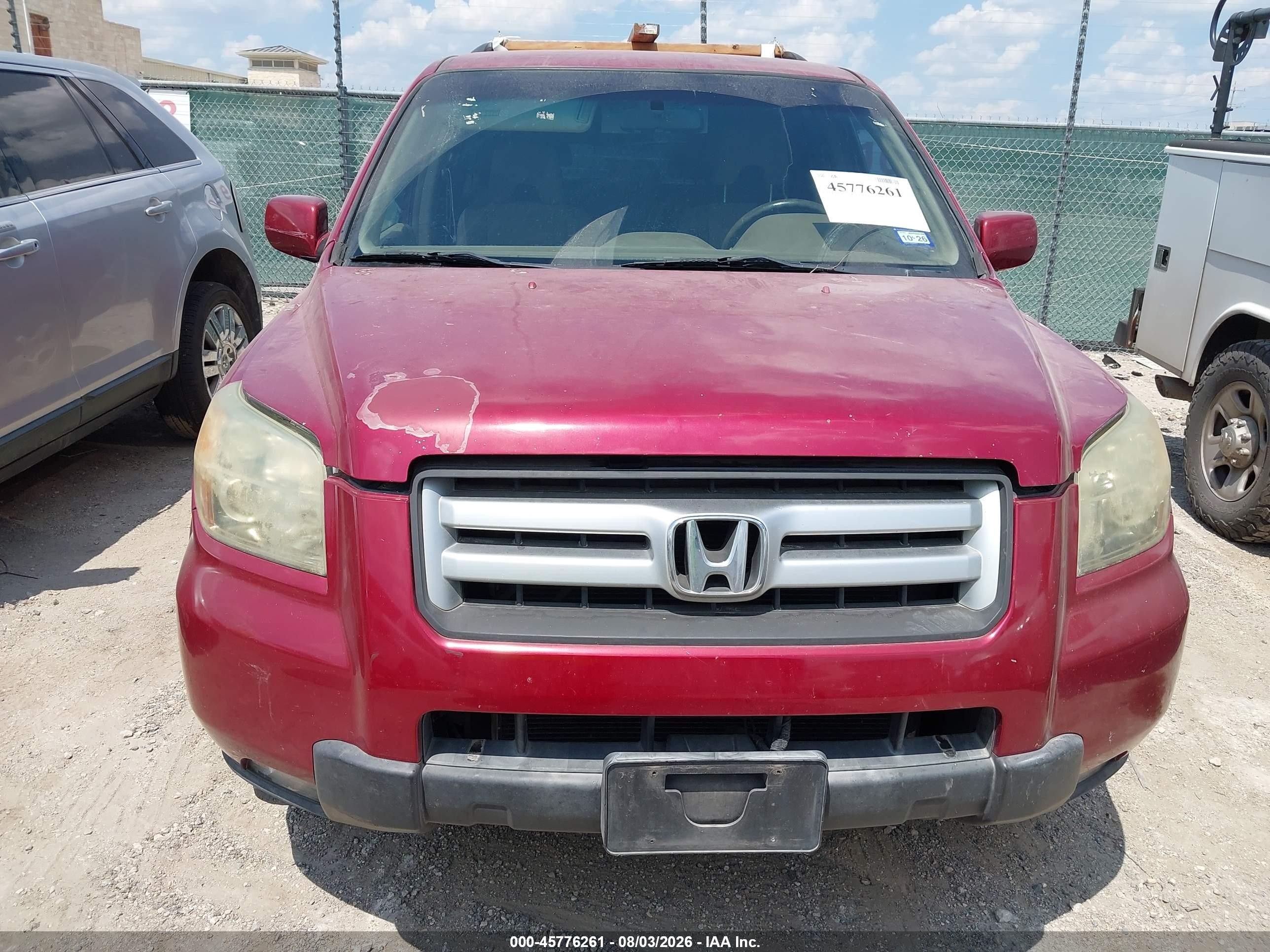2006 Honda Pilot Ex Burgundy vin: 5FNYF28476B019613