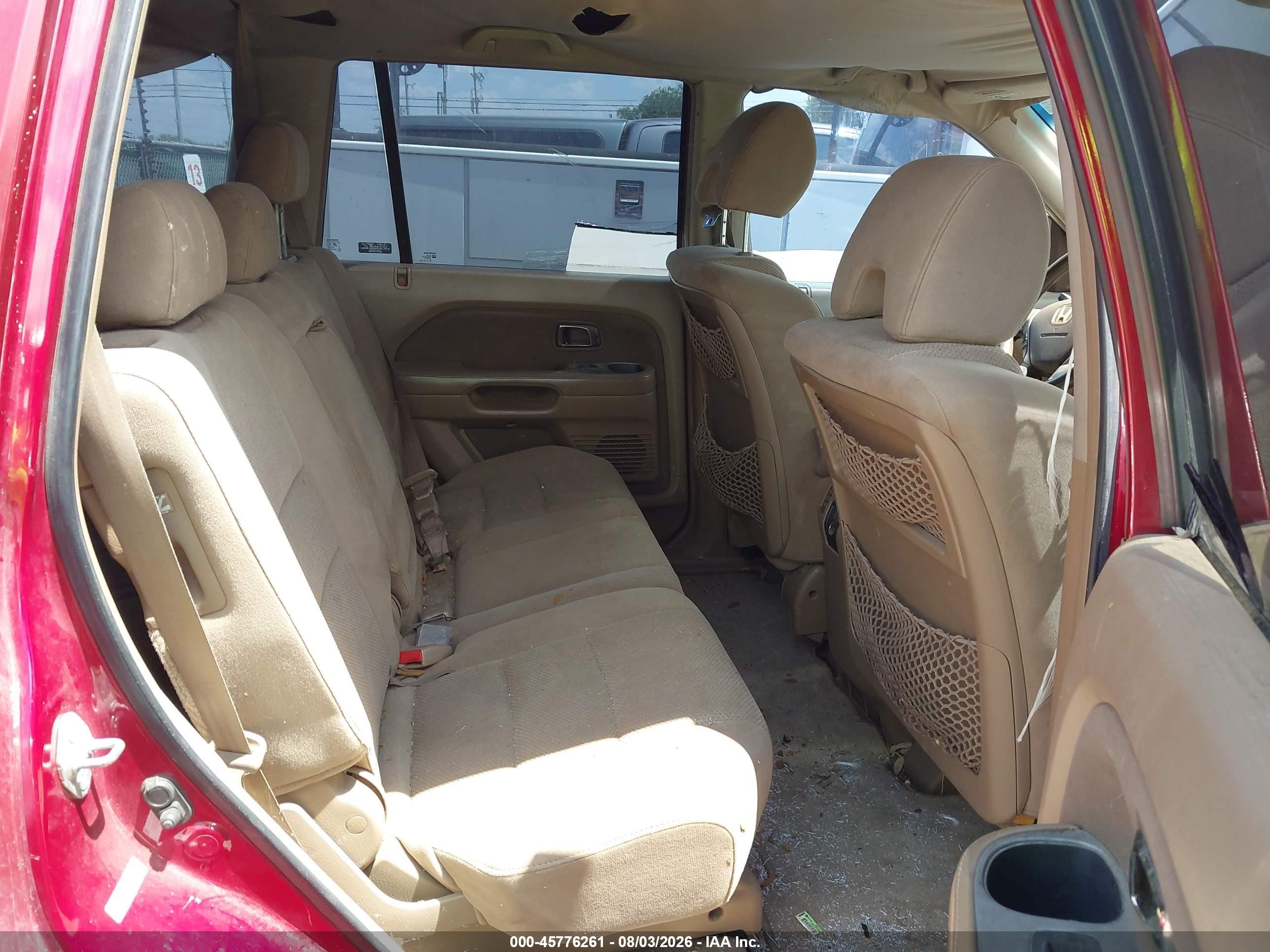 2006 Honda Pilot Ex Burgundy vin: 5FNYF28476B019613