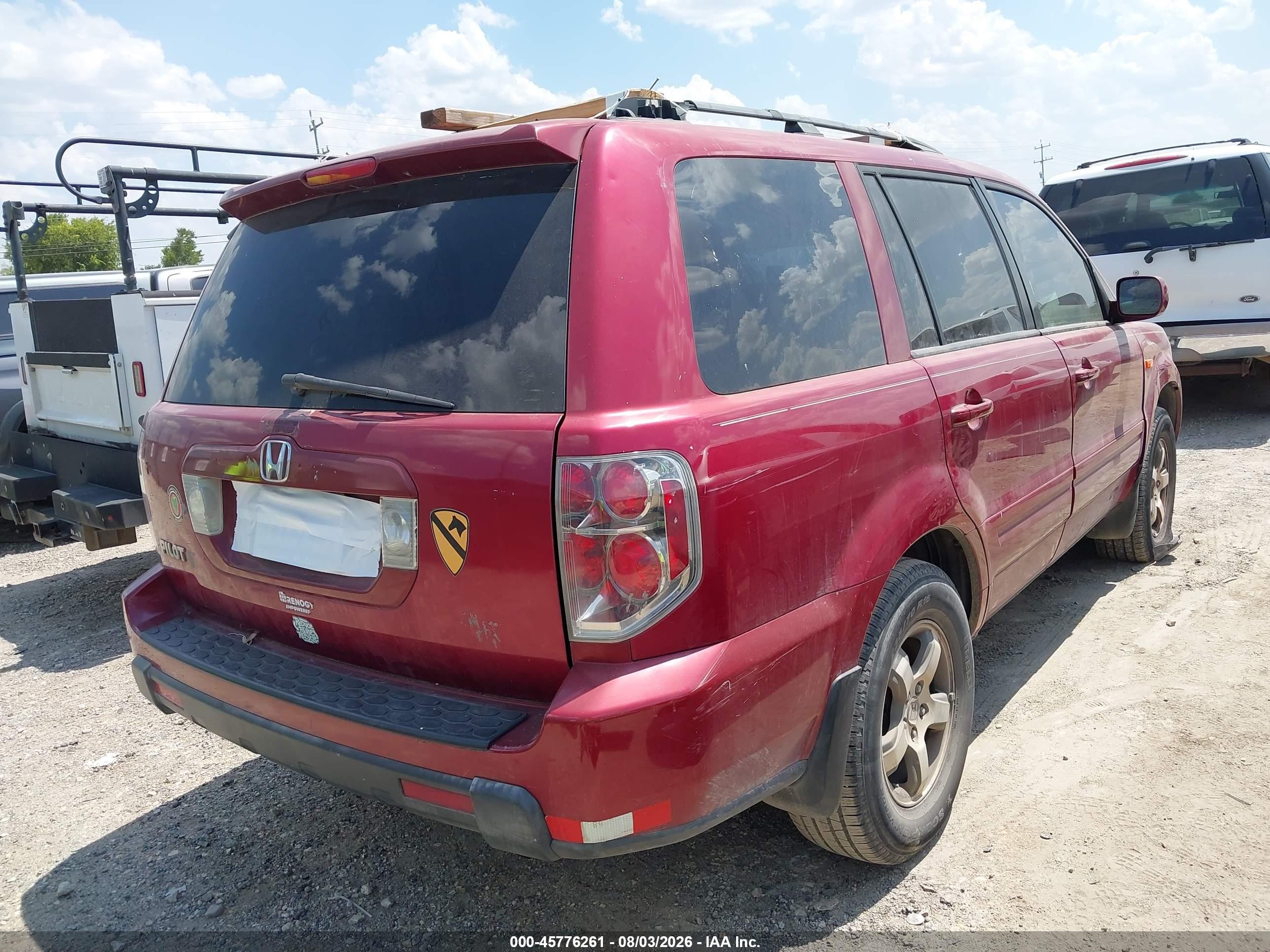 2006 Honda Pilot Ex Burgundy vin: 5FNYF28476B019613