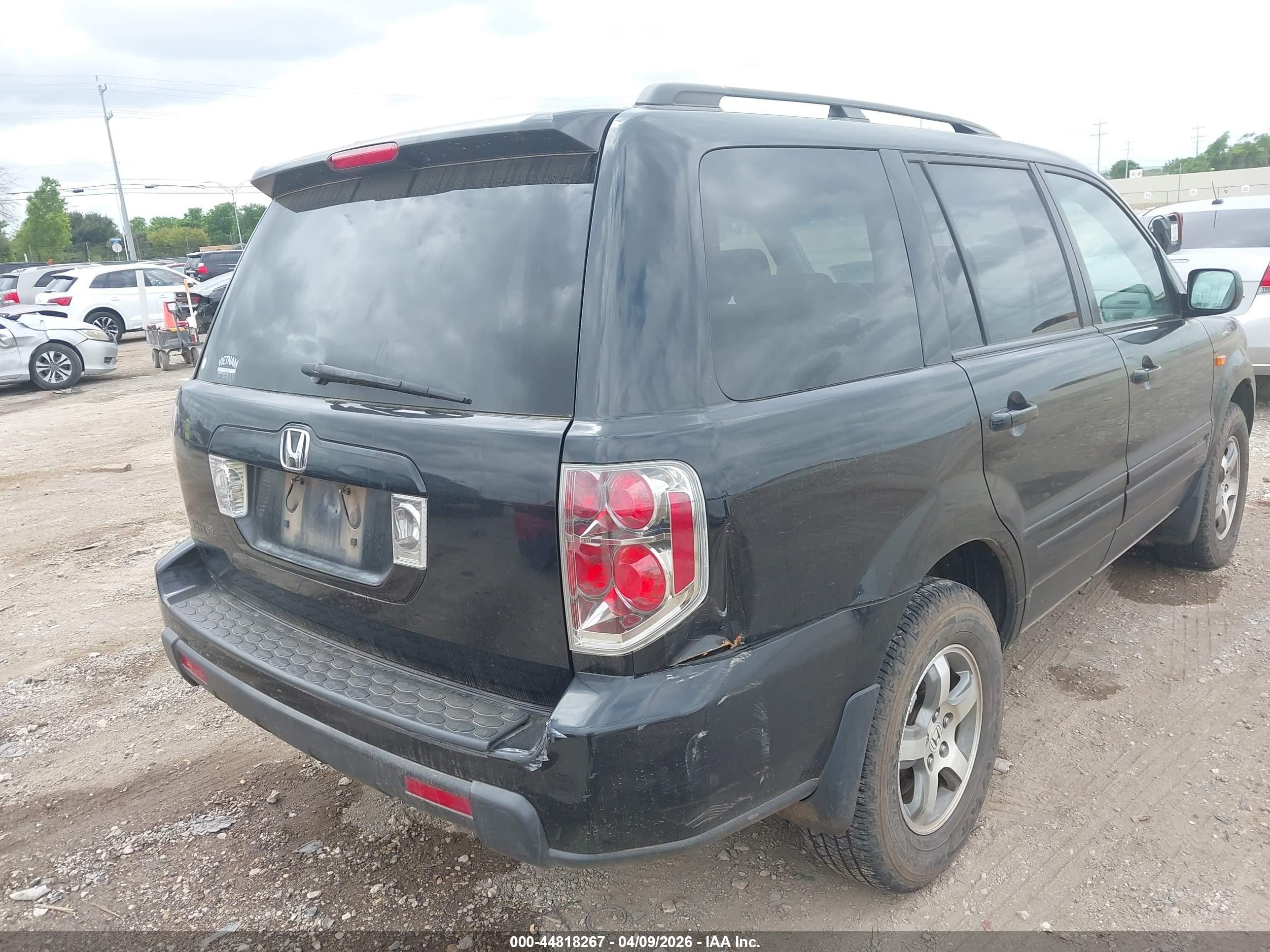 2007 Honda Pilot Ex Black vin: 5FNYF28477B009469