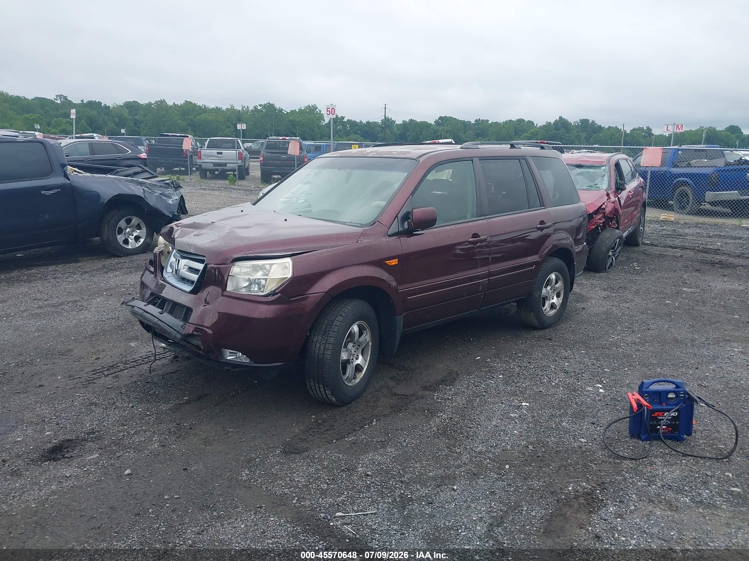 2007 Honda Pilot Ex Burgundy vin: 5FNYF28477B013635
