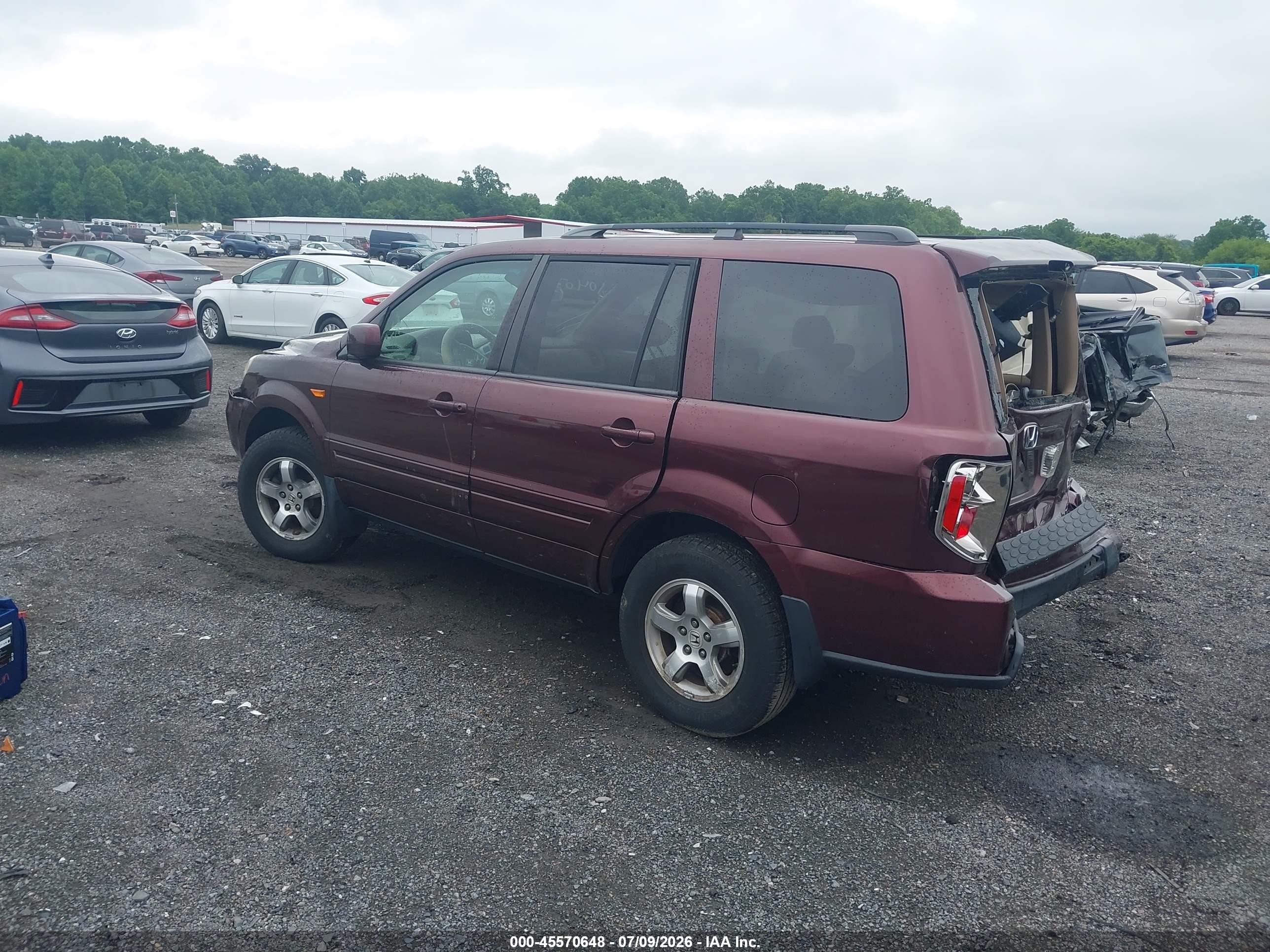 2007 Honda Pilot Ex Burgundy vin: 5FNYF28477B013635