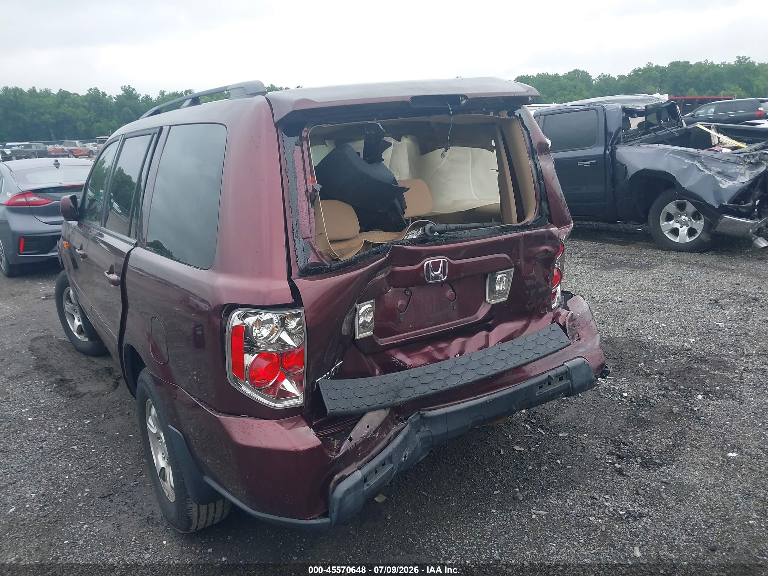 2007 Honda Pilot Ex Burgundy vin: 5FNYF28477B013635