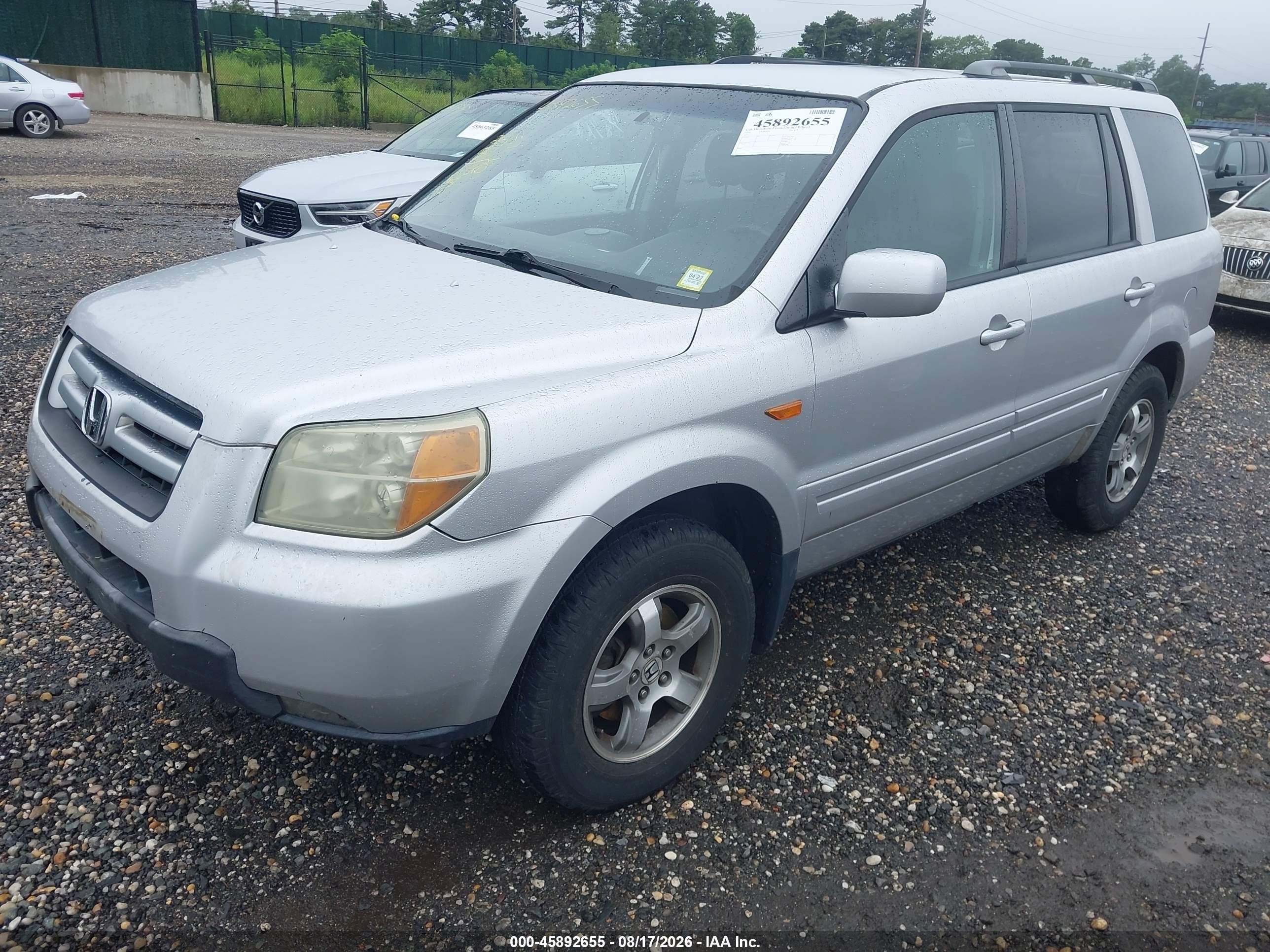 2006 Honda Pilot Ex Silver vin: 5FNYF28486B025727