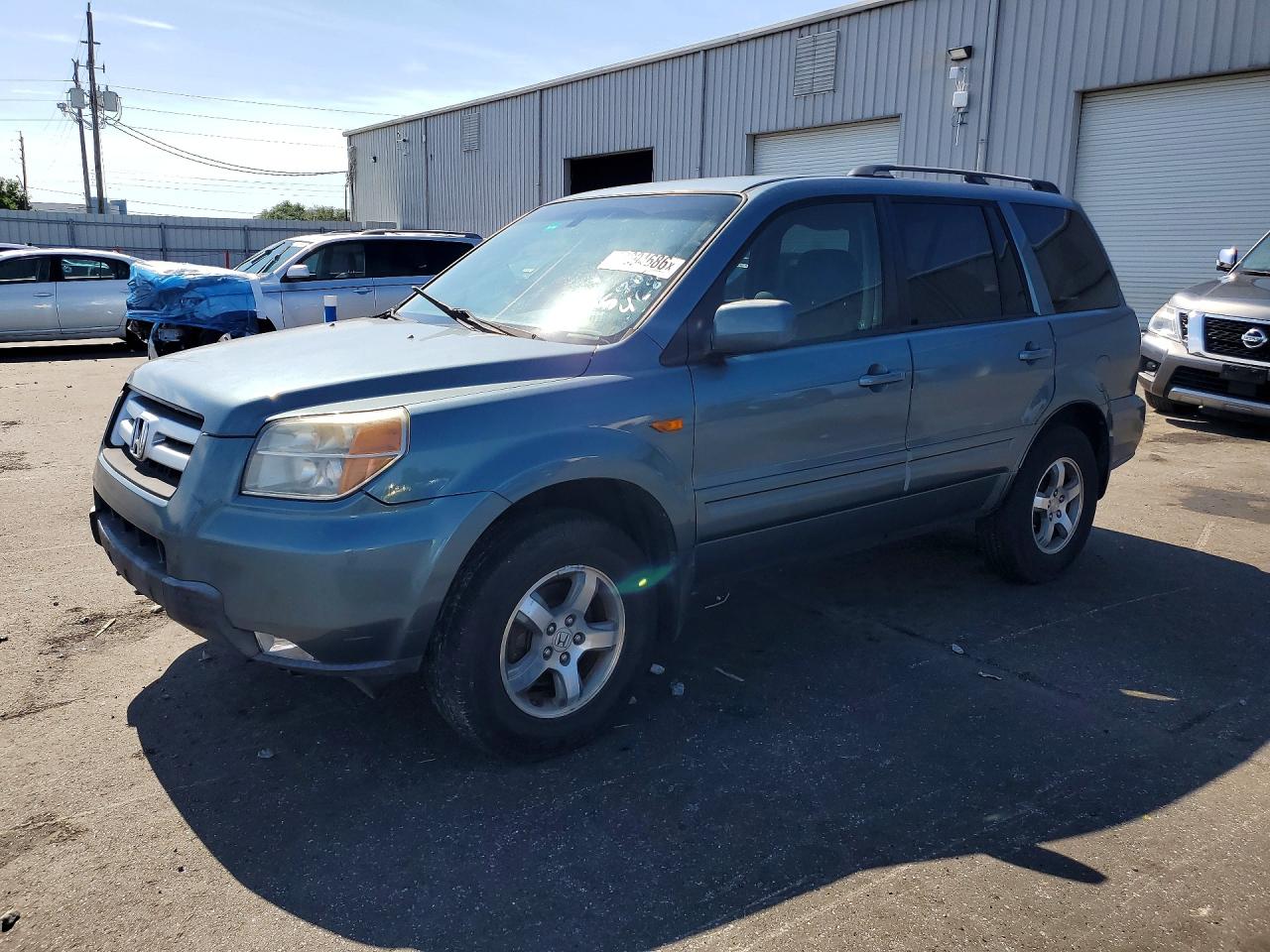 2007 Honda Pilot Ex Blue vin: 5FNYF28497B028671