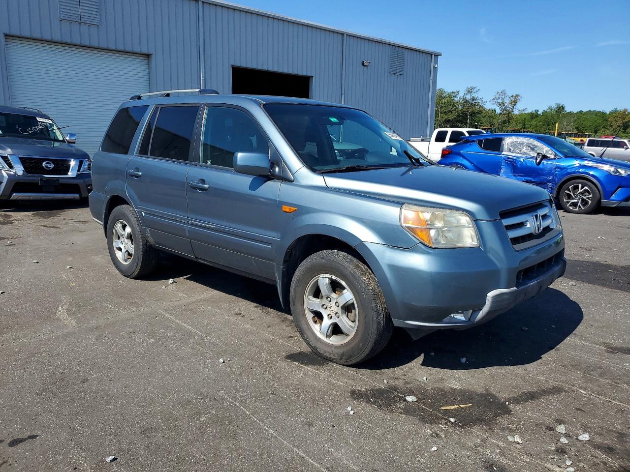 2007 Honda Pilot Ex Blue vin: 5FNYF28497B028671