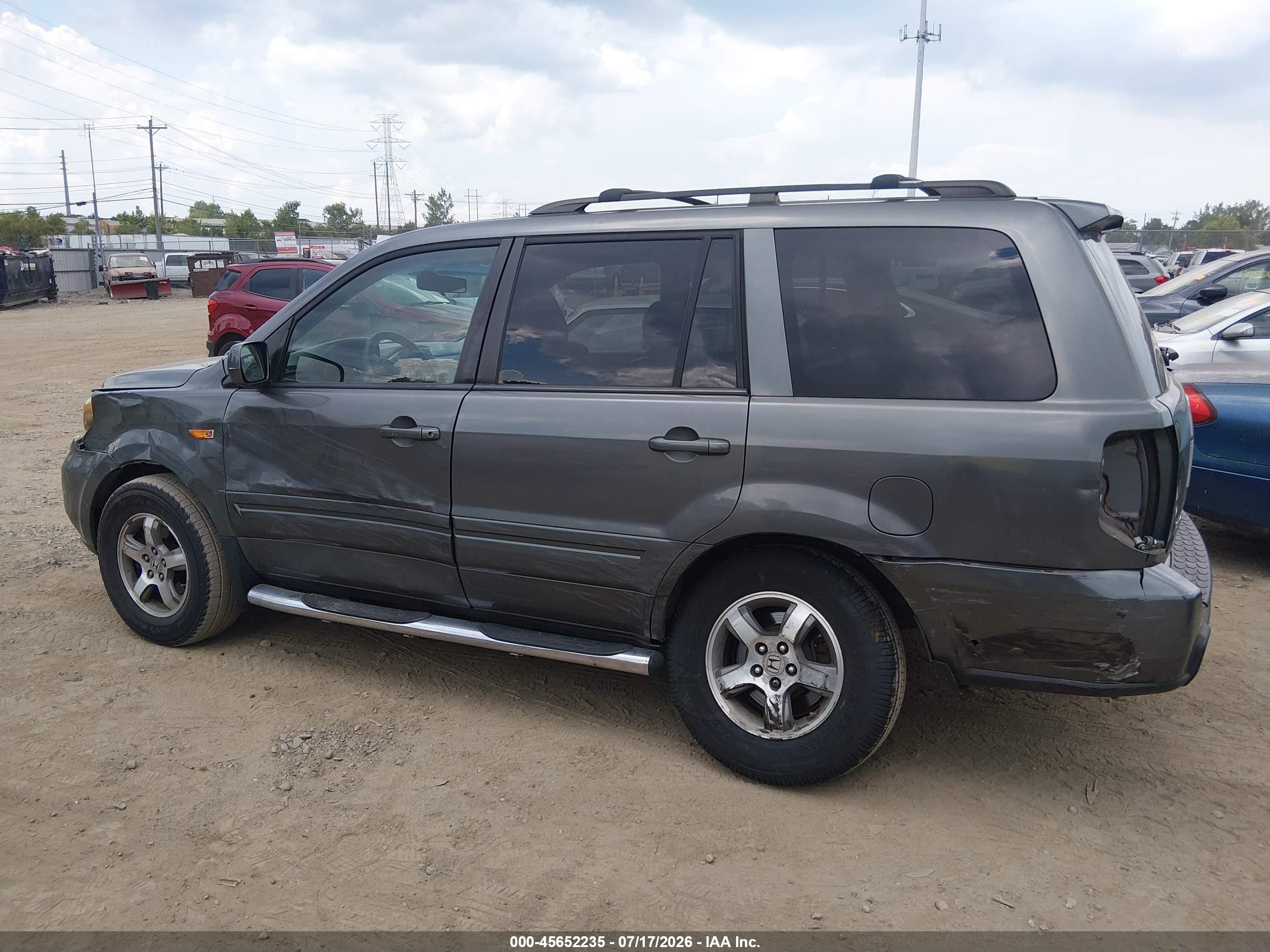 2007 Honda Pilot Ex-l Gray vin: 5FNYF28507B022704
