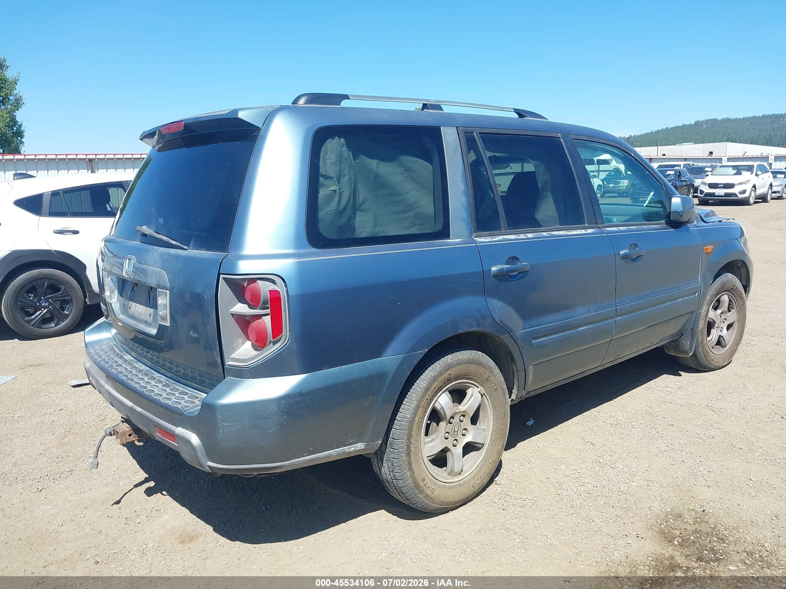 2006 Honda Pilot Ex-l Blue vin: 5FNYF28516B022760