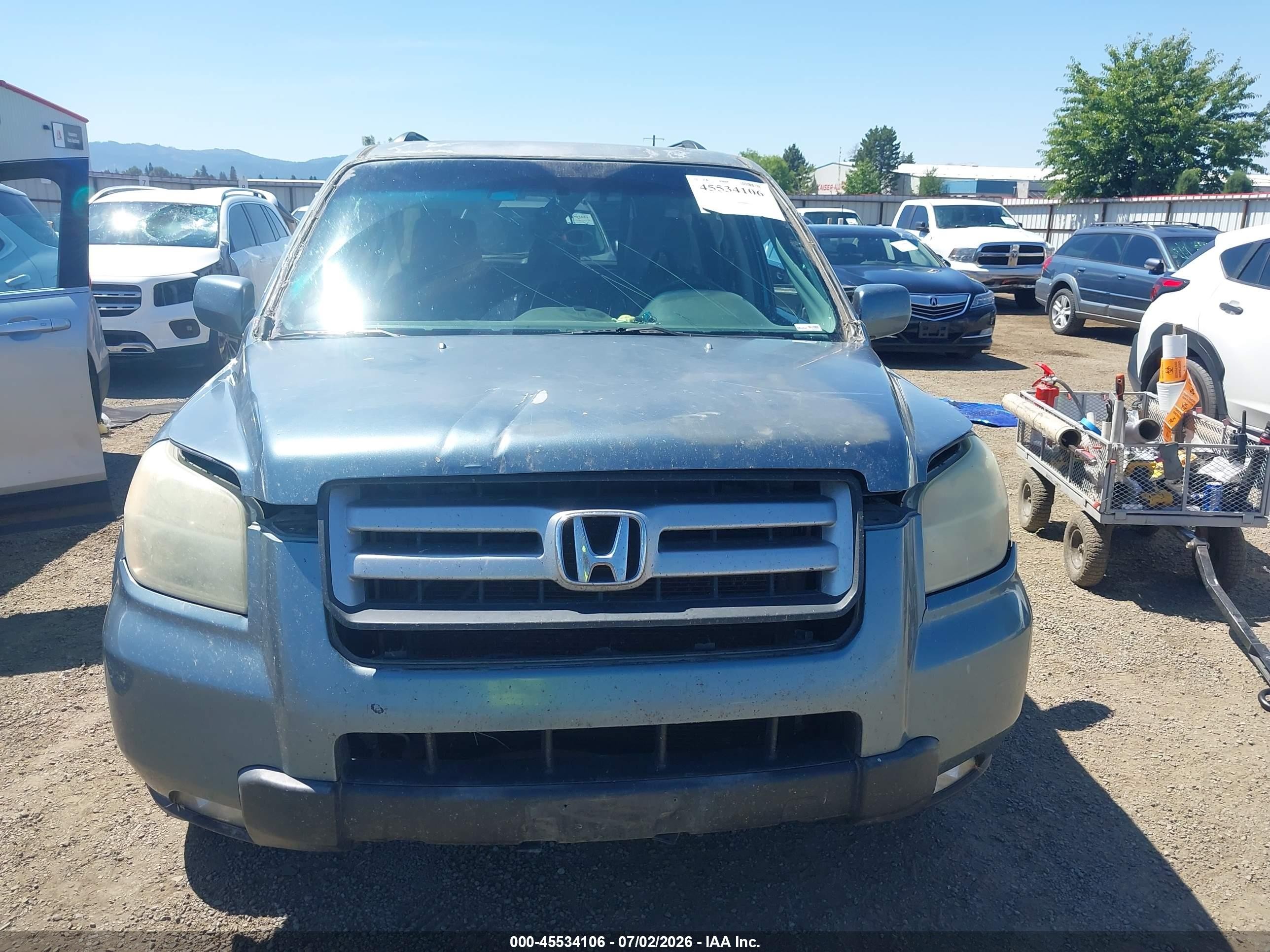2006 Honda Pilot Ex-l Blue vin: 5FNYF28516B022760