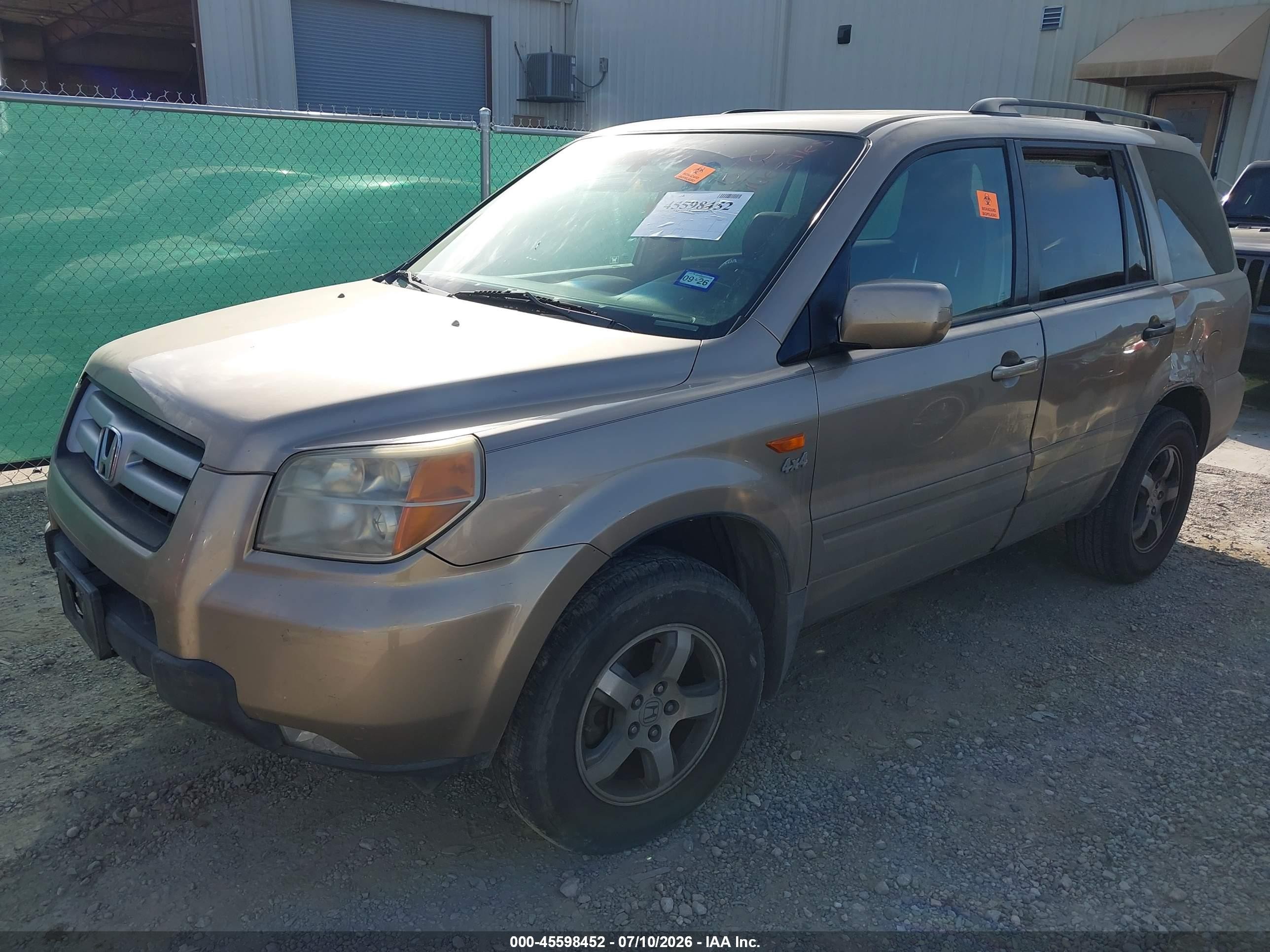 2007 Honda Pilot Ex-l Beige vin: 5FNYF28517B024560
