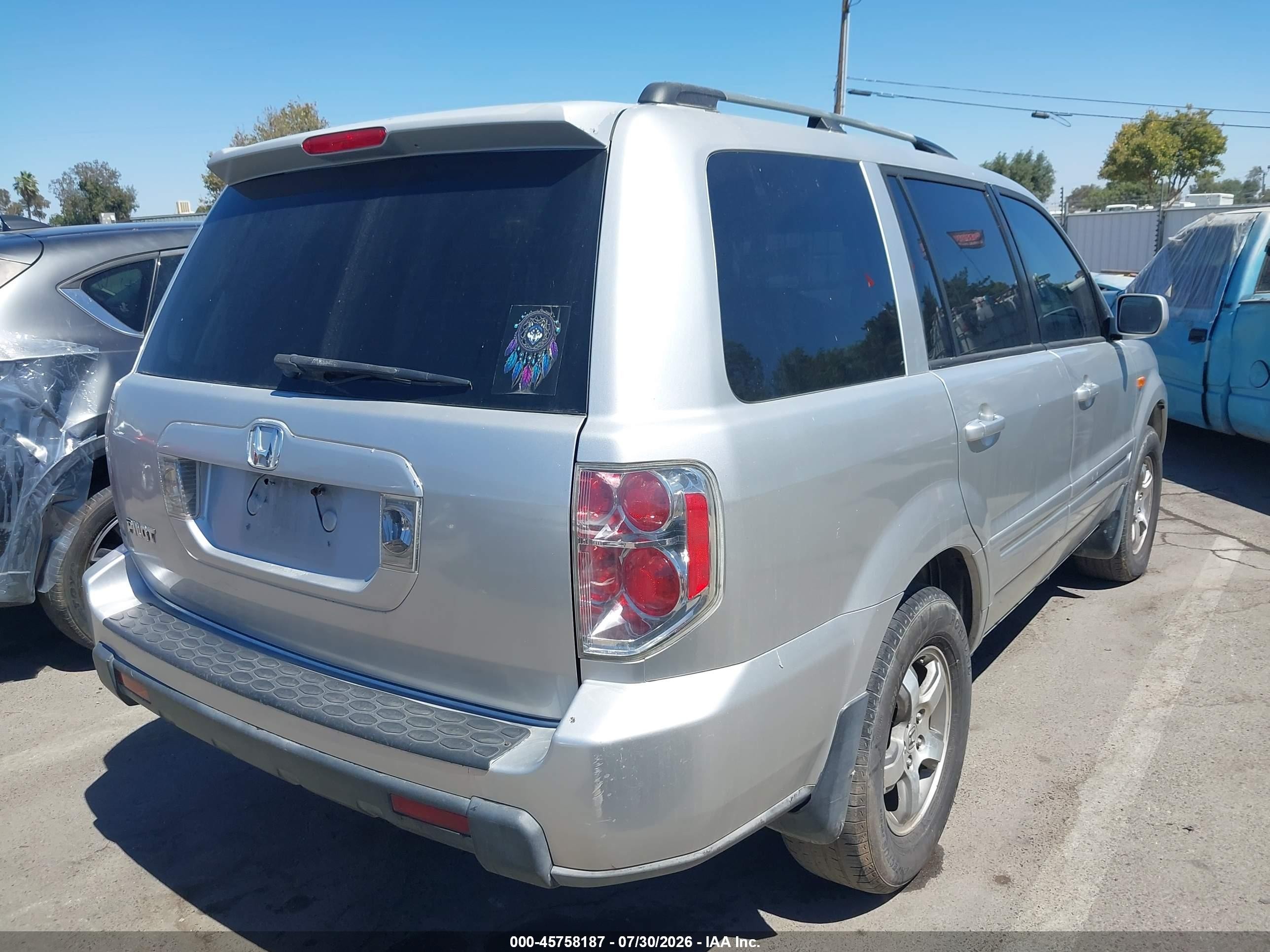 2006 Honda Pilot Ex Silver vin: 5FNYF28526B000296
