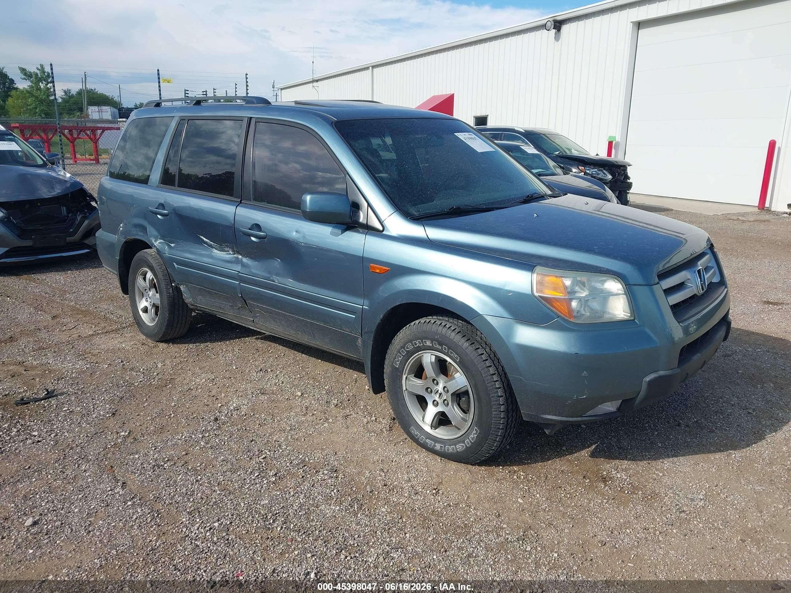 2006 Honda Pilot Ex-l Blue vin: 5FNYF28526B021696