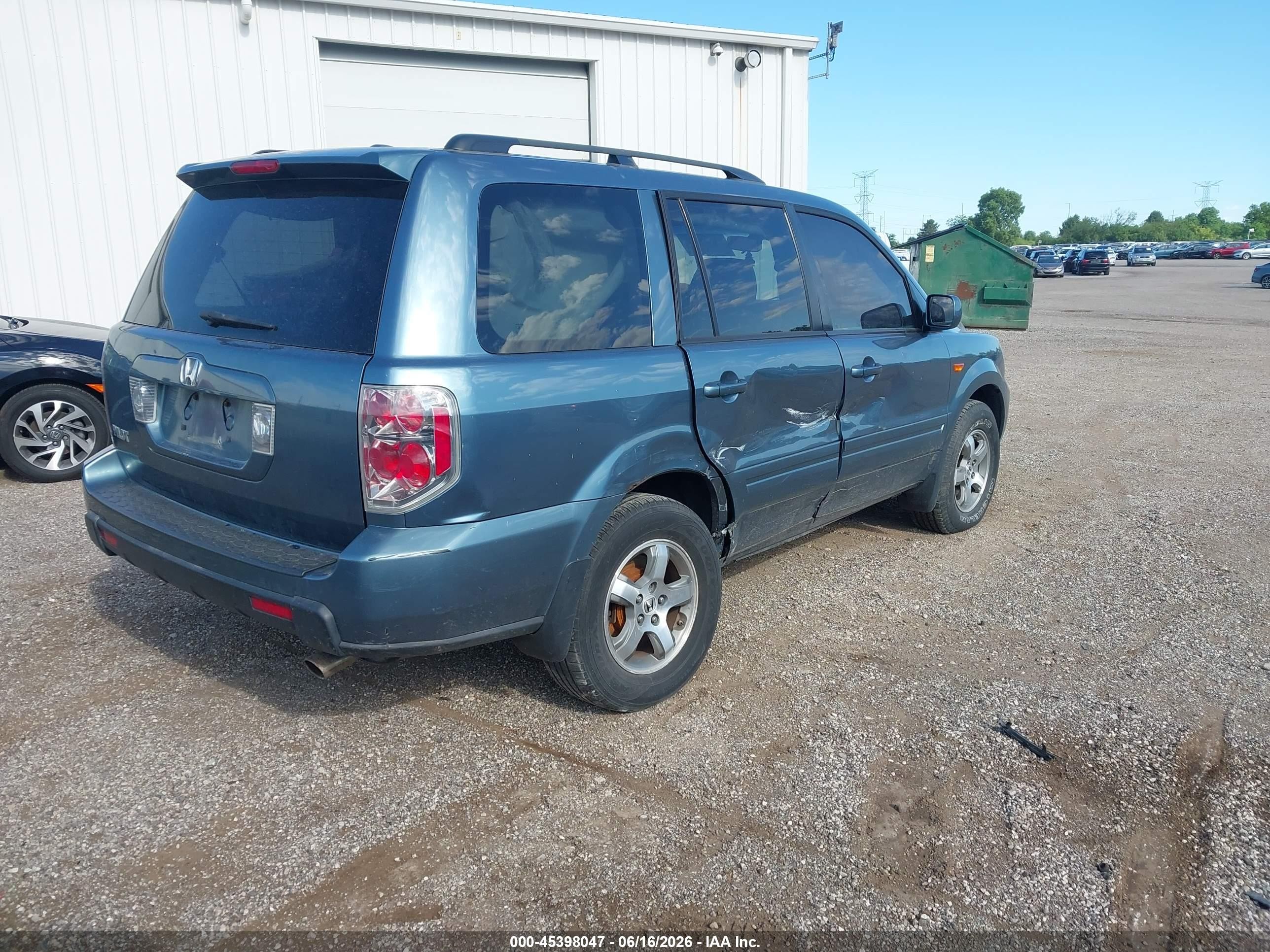 2006 Honda Pilot Ex-l Blue vin: 5FNYF28526B021696