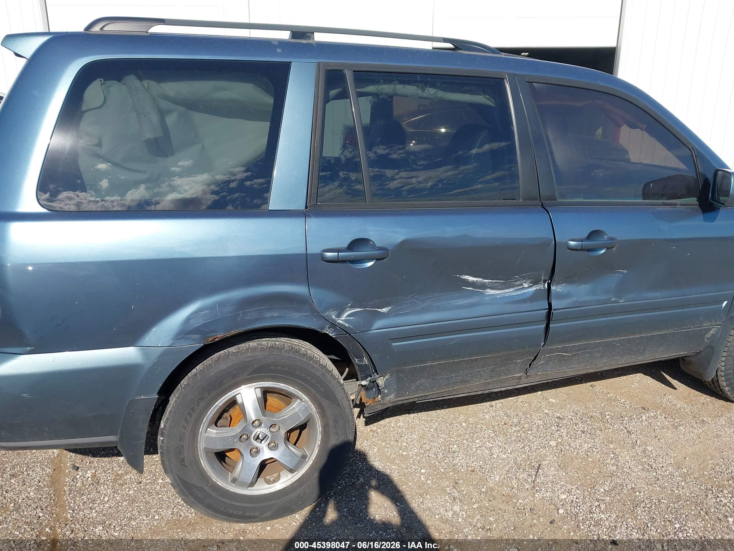2006 Honda Pilot Ex-l Blue vin: 5FNYF28526B021696
