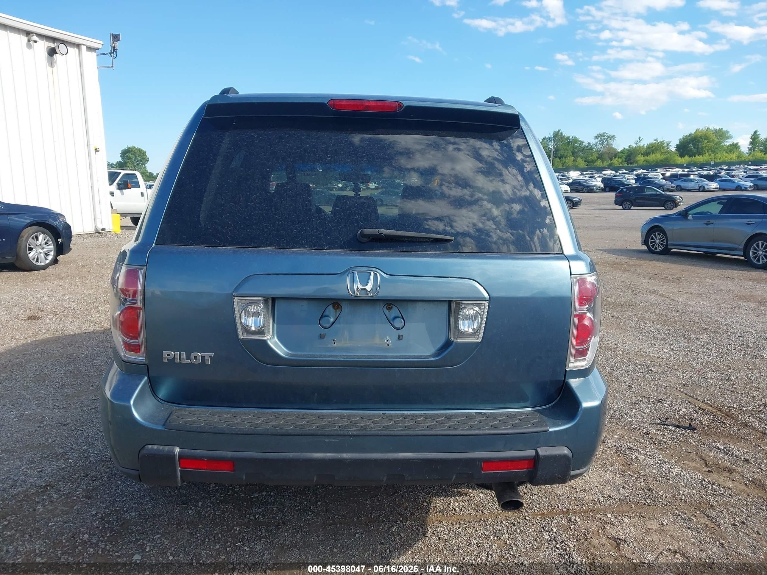 2006 Honda Pilot Ex-l Blue vin: 5FNYF28526B021696