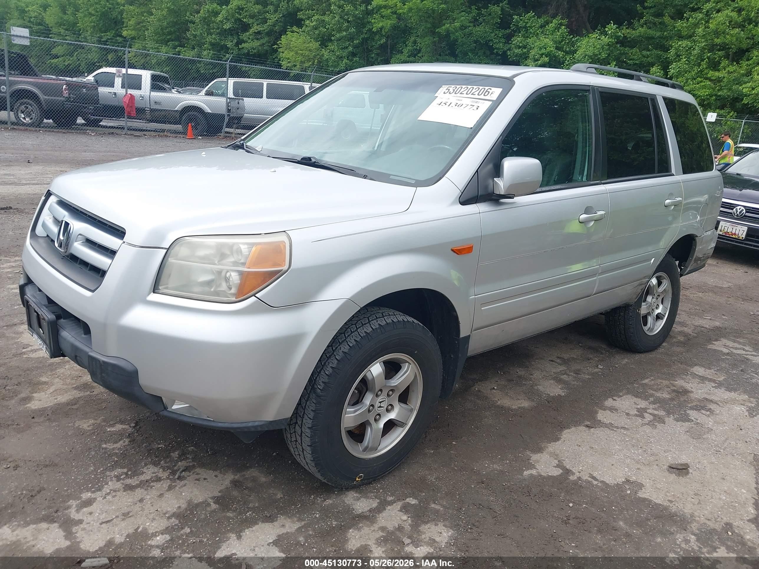 2007 Honda Pilot Ex-l Silver vin: 5FNYF28547B043913
